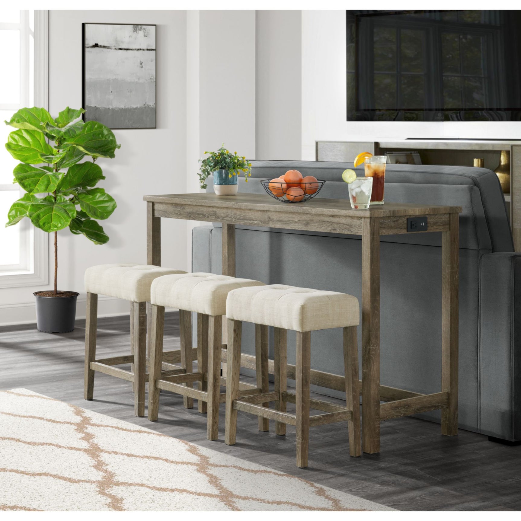 Oak Lawn Bar Table - 3A Single Pack (Table + Three Stools) – SKU CDOL100BTSPE | Elements