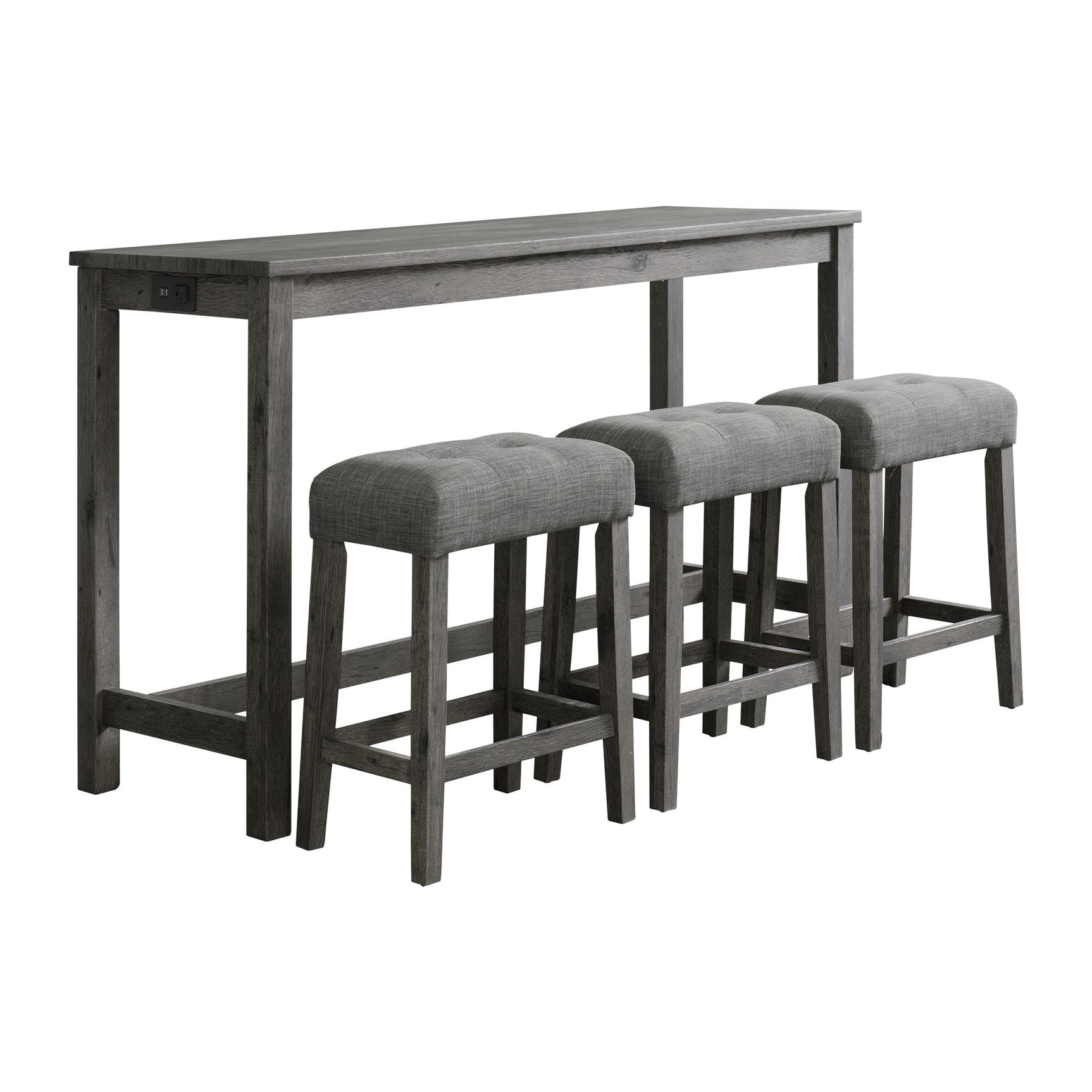 Oak Lawn Charcoal Grey Bar Table Single Pack (Table + 3 Grey Fabric Stools) - Tampa Furniture Outlet