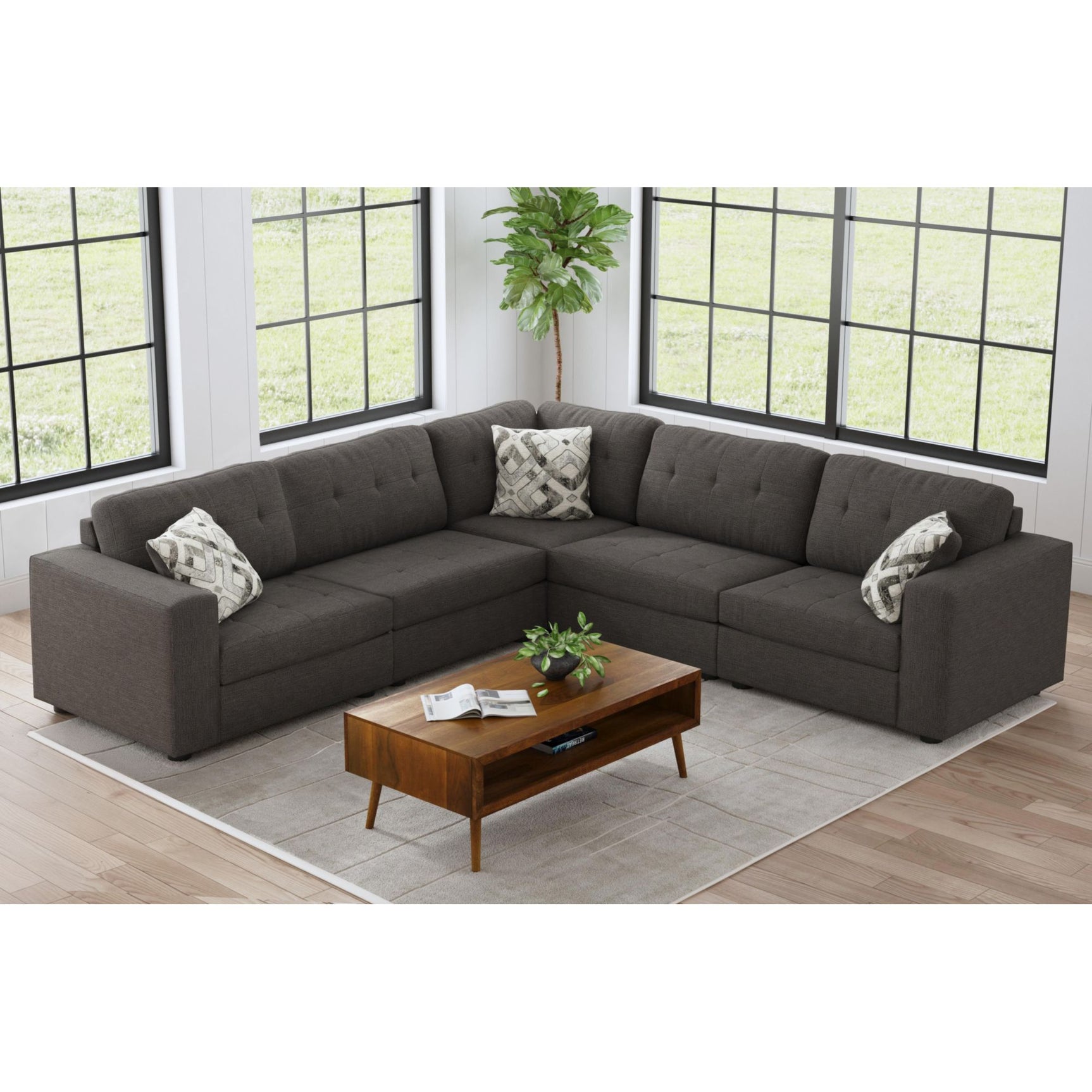 Options One RHF Chair in Palmer Plus Ash with 1 Pillow 20" - Tampa Furniture Outlet