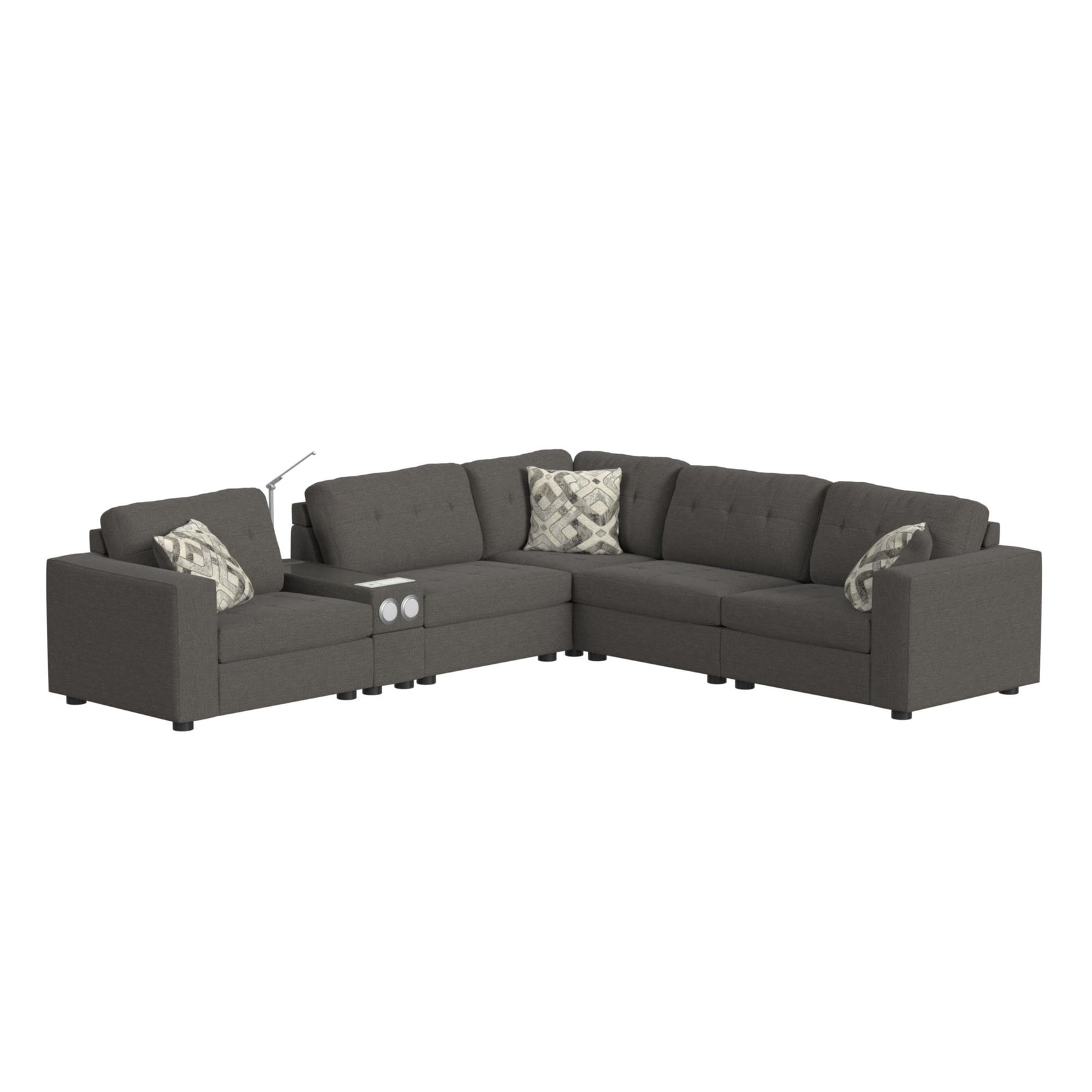 Options One RHF Chair in Palmer Plus Ash with 1 Pillow 20" - Tampa Furniture Outlet