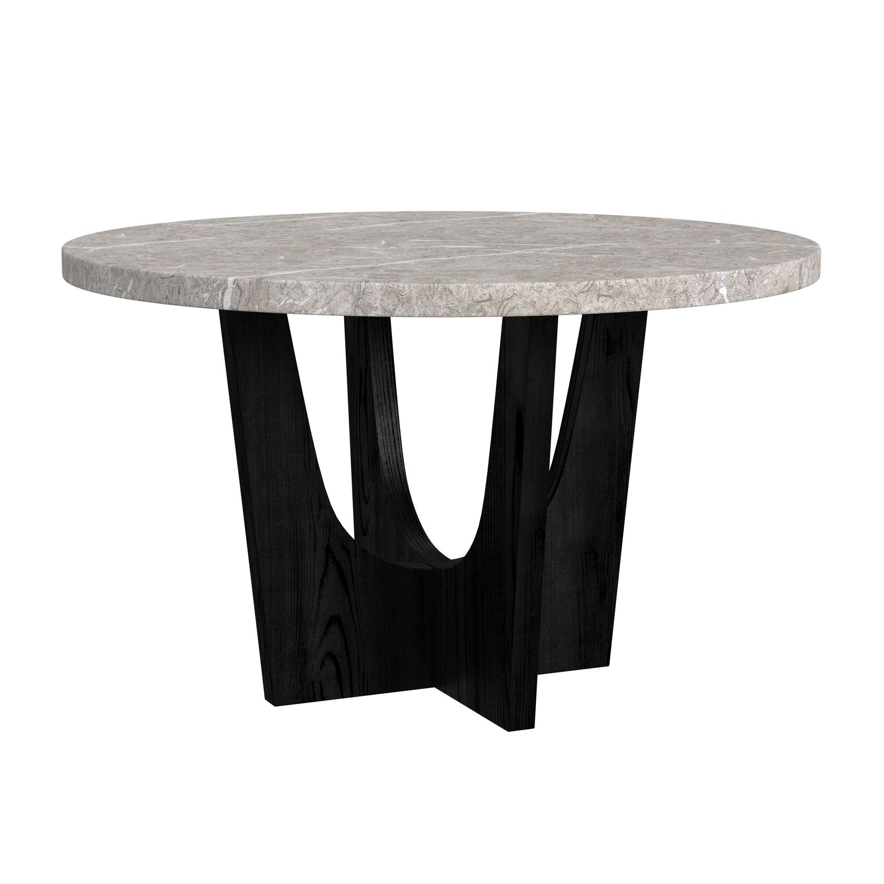 Oregon Round Counter Table with Grey Faux Marble Top in Black - Tampa Furniture Outlet