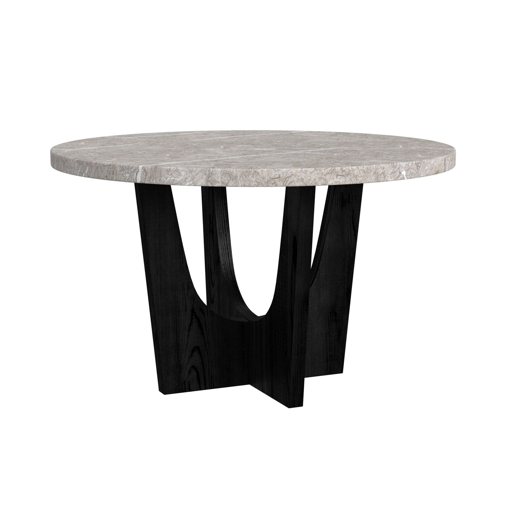 Oregon Round Counter Table with Grey Faux Marble Top in Black
