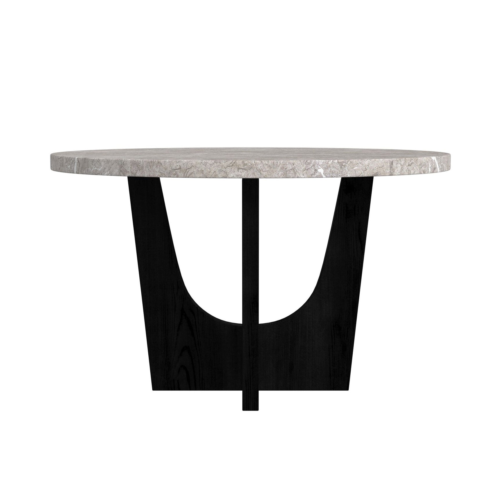 Oregon Round Counter Table with Grey Faux Marble Top in Black