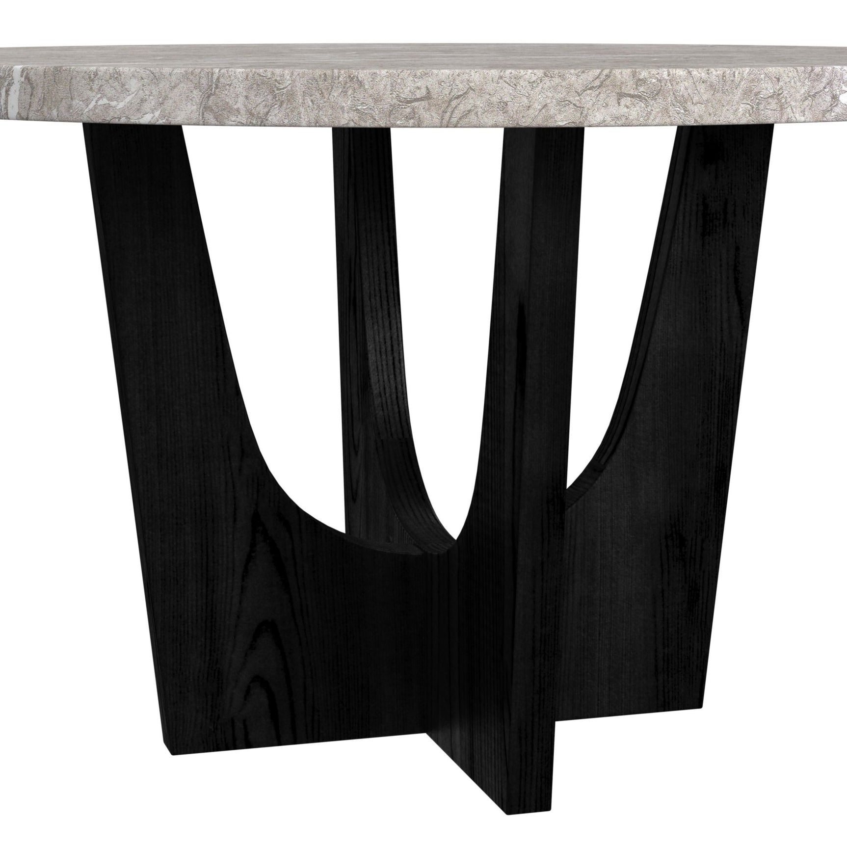 Oregon Round Counter Table with Grey Faux Marble Top in Black