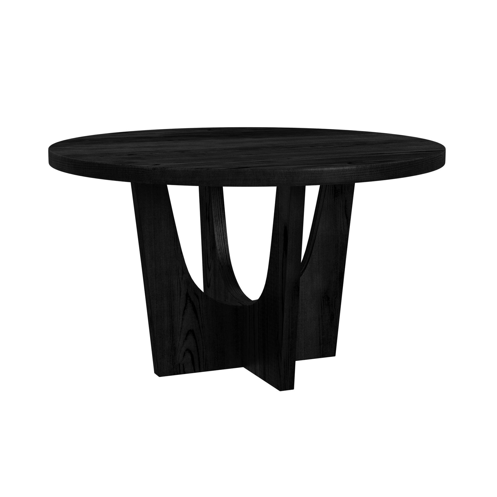 Oregon Round Dining Table with Black Wood Top in Black