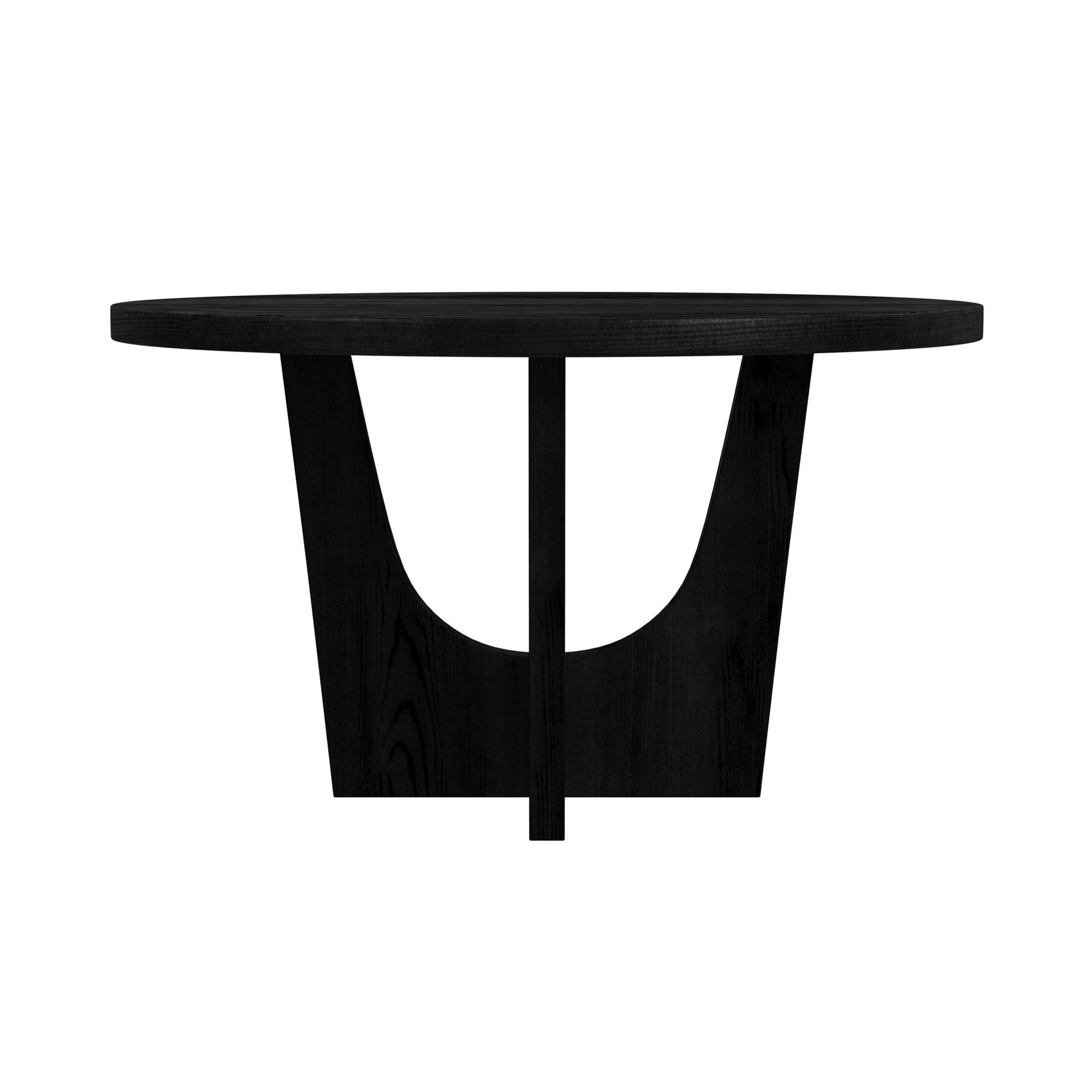 Oregon Round Dining Table with Black Wood Top in Black