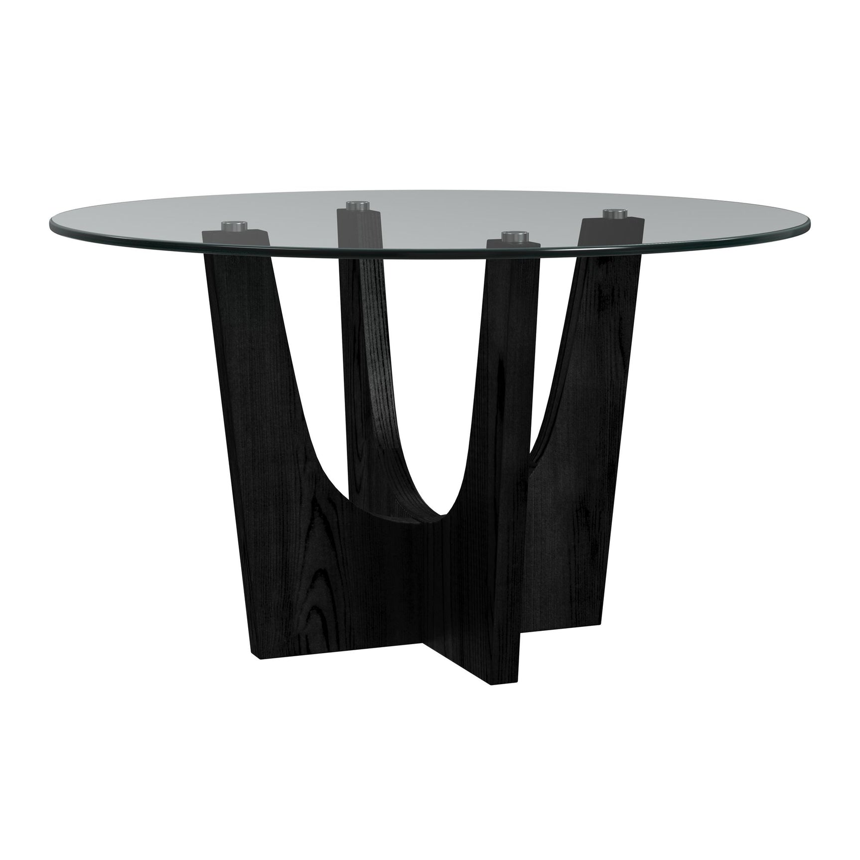 Oregon Round Dining Table with Glass Top in Black - Tampa Furniture Outlet