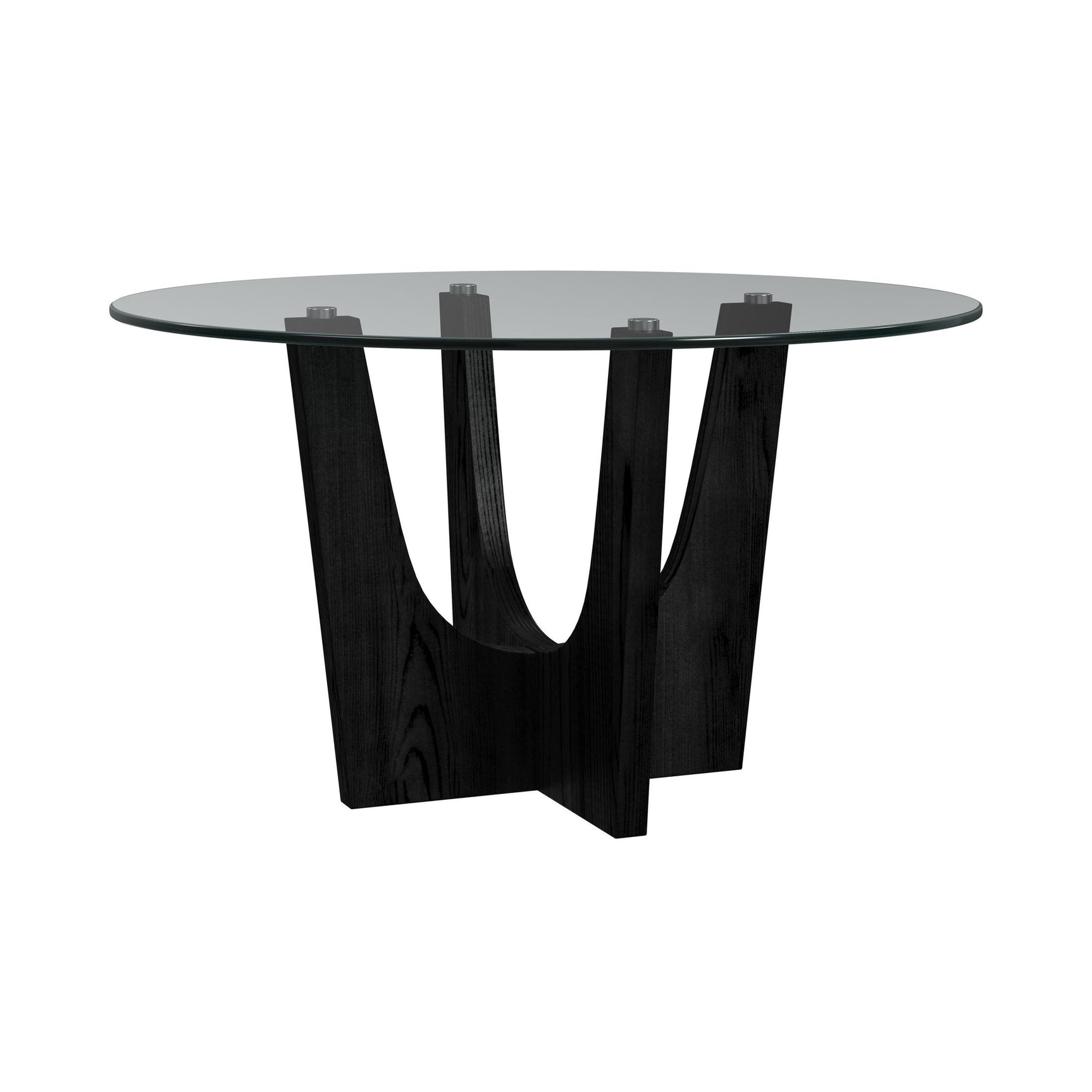 Oregon Round Dining Table with Glass Top in Black