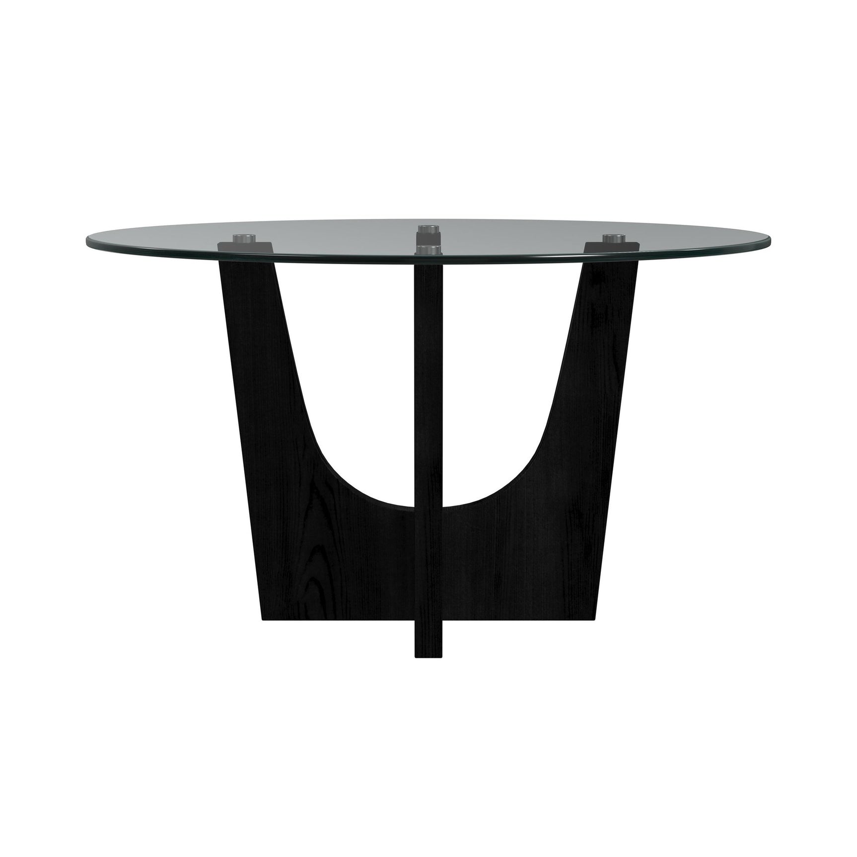 Oregon Round Dining Table with Glass Top in Black
