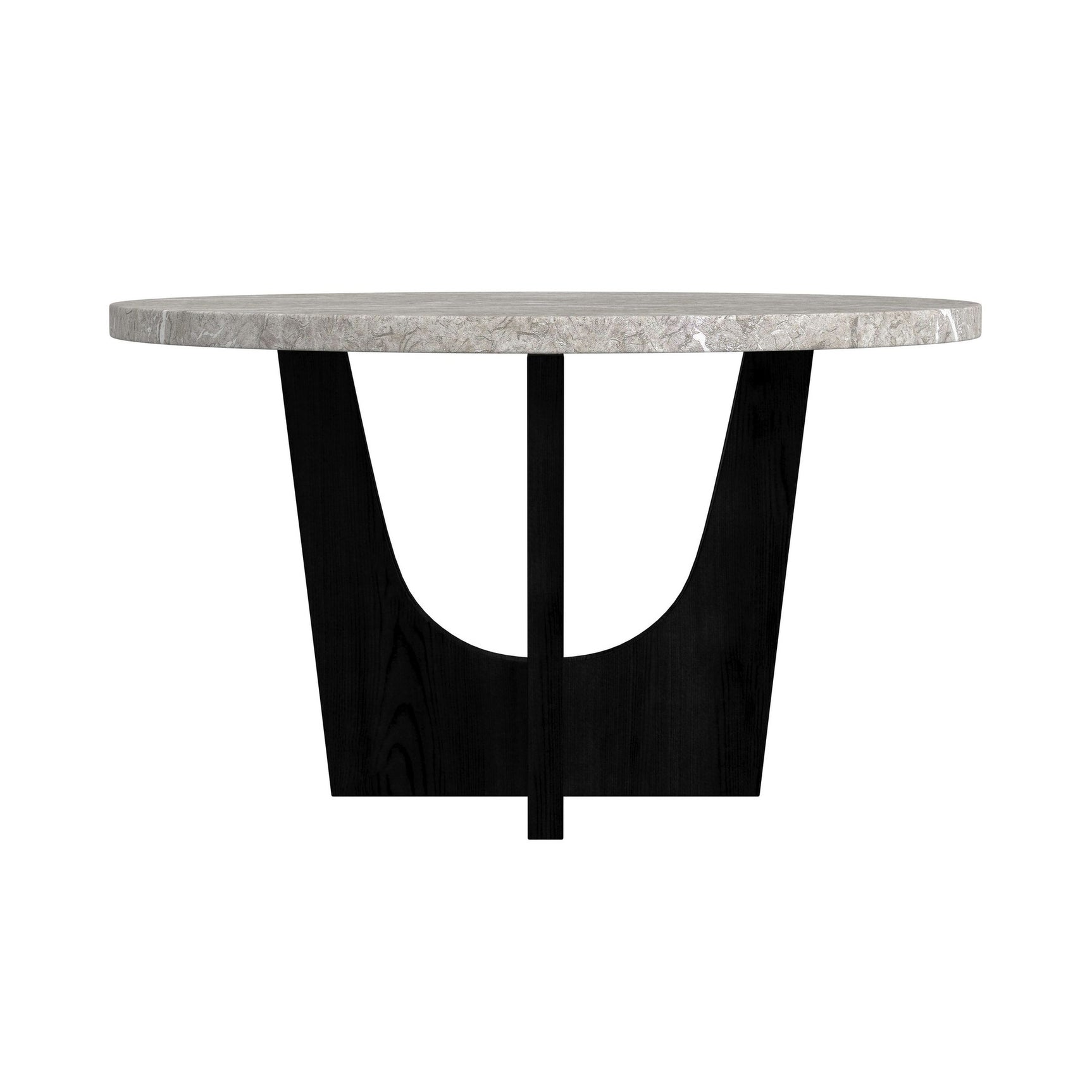 Oregon Round Dining Table with Grey Faux Marble Top in Black