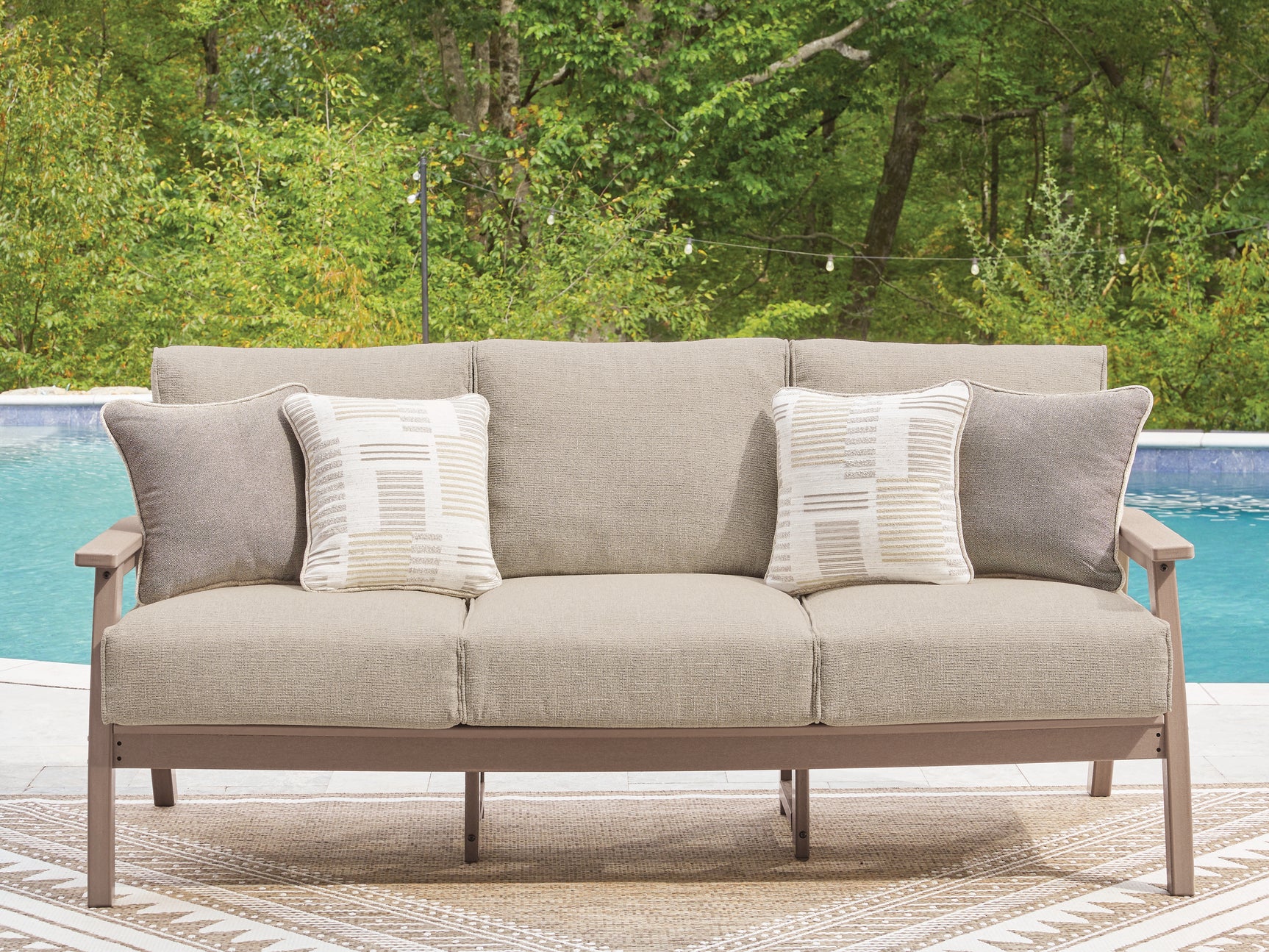 Tampa Furniture Outlet - Ashley Furniture - Grover Beach Outdoor - Sofa with Cushion / Driftwood - PCP422-838