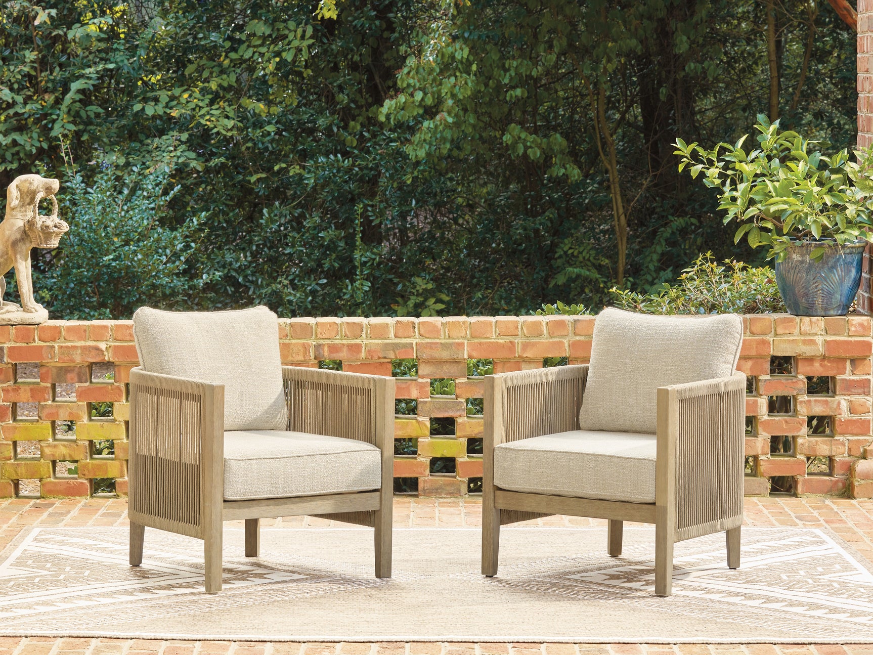Tampa Furniture Outlet - Ashley Furniture - Spooners Cove Outdoor - Lounge Chair w/Cushion (Set of 2) - PCP469-820