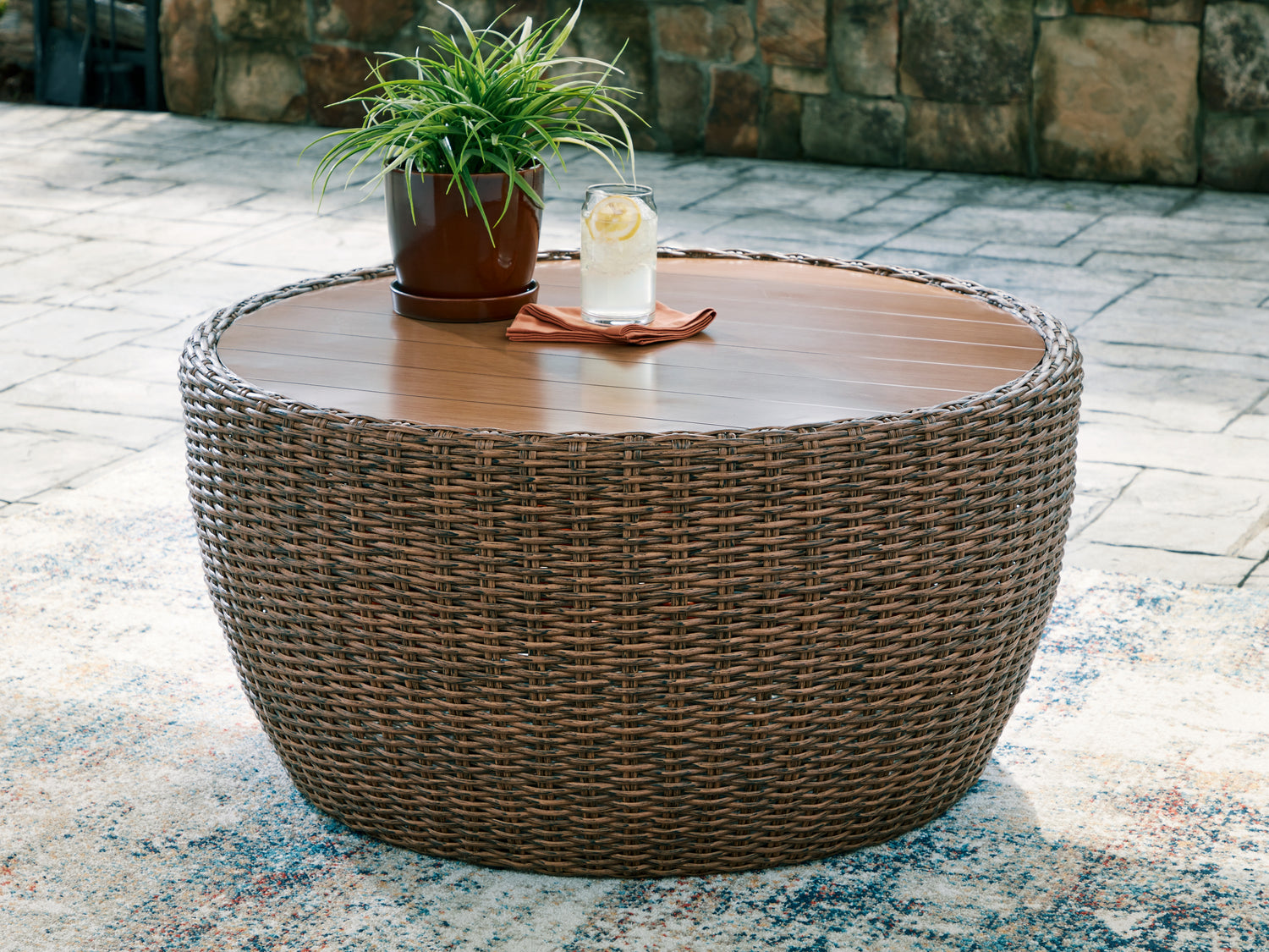 Tampa Furniture Outlet - Ashley Furniture - Double Point Outdoor - Round Cocktail Table - PCP503-708