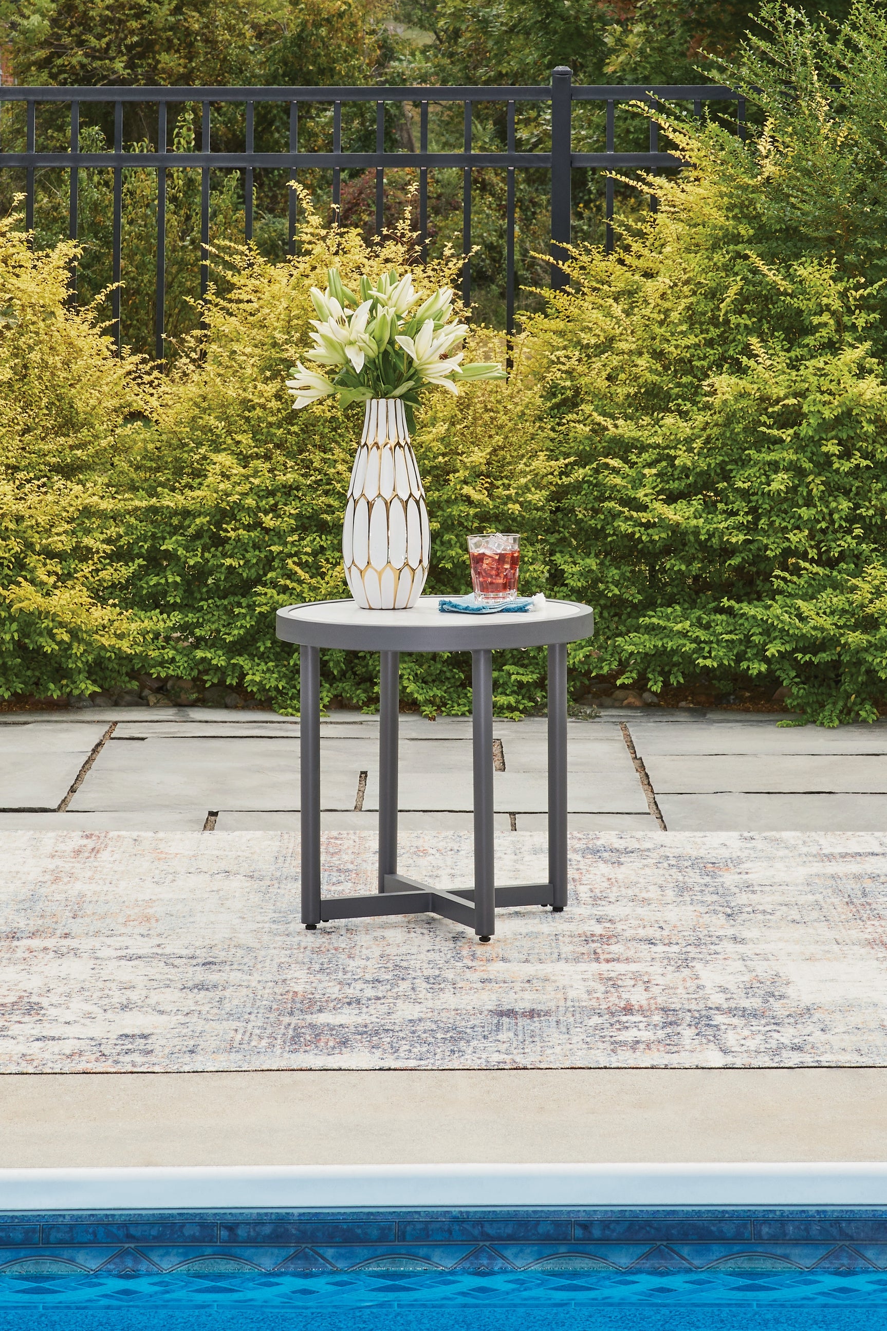 Tampa Furniture Outlet - Ashley Furniture - Ocean Beach Outdoor - Round End Table / Gray - PCP510-706