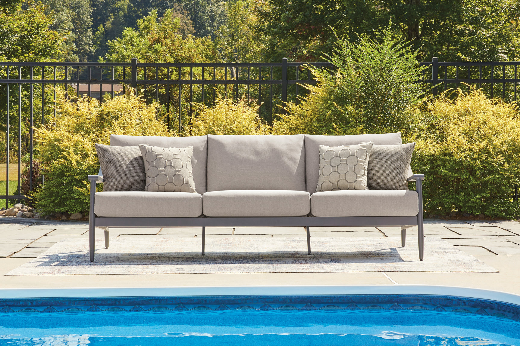 Tampa Furniture Outlet - Ashley Furniture - Ocean Beach Outdoor - Sofa with Cushion / Gray - PCP510-838