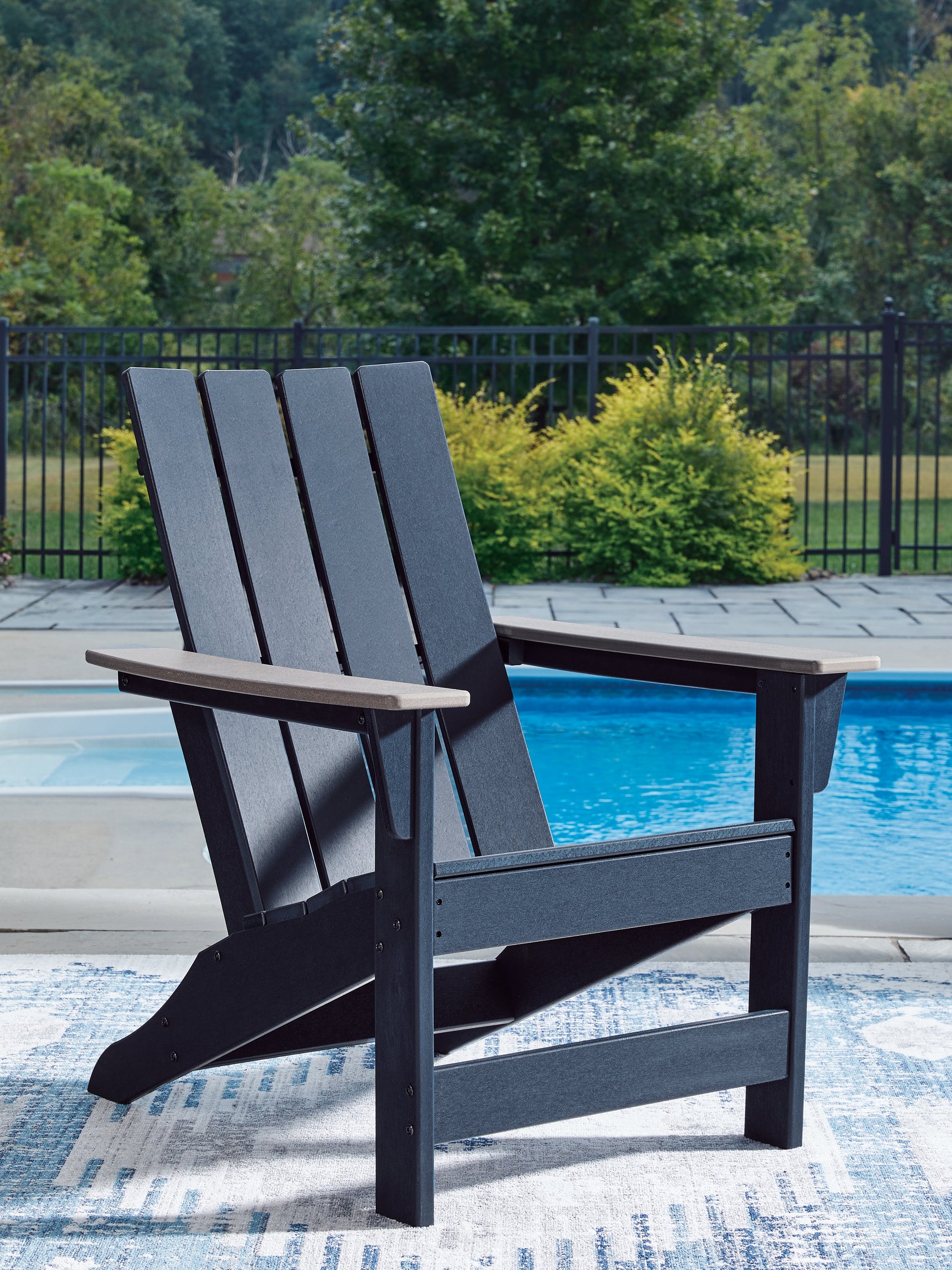 Tampa Furniture Outlet - Ashley Furniture - East Beach Outdoor - Adirondack Chair / Navy Blue/Driftwood - PCP587-898