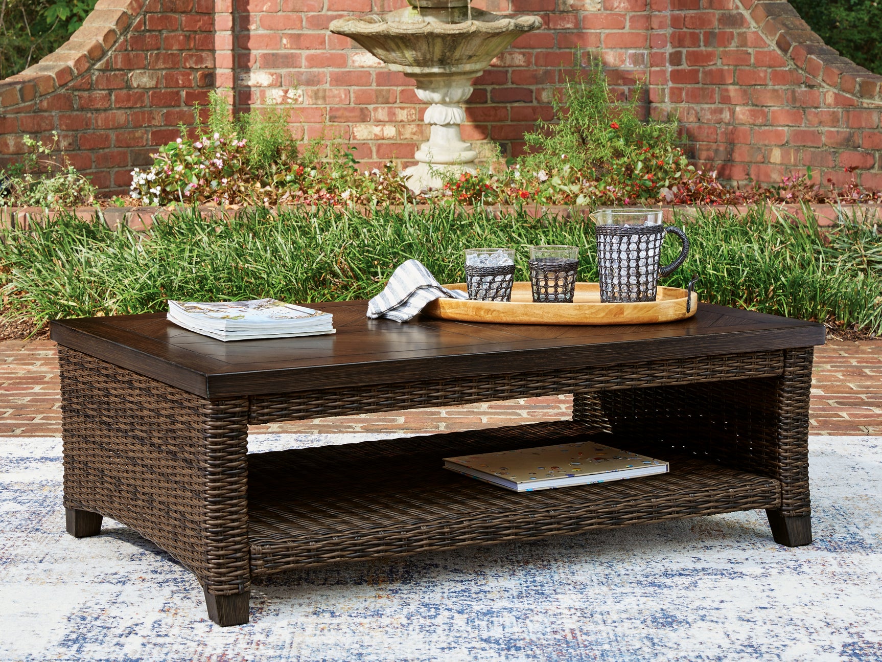 Tampa Furniture Outlet - Ashley Furniture - Monterey Point Outdoor - Rectangular Cocktail Table / Dark Brown - PCP760-701