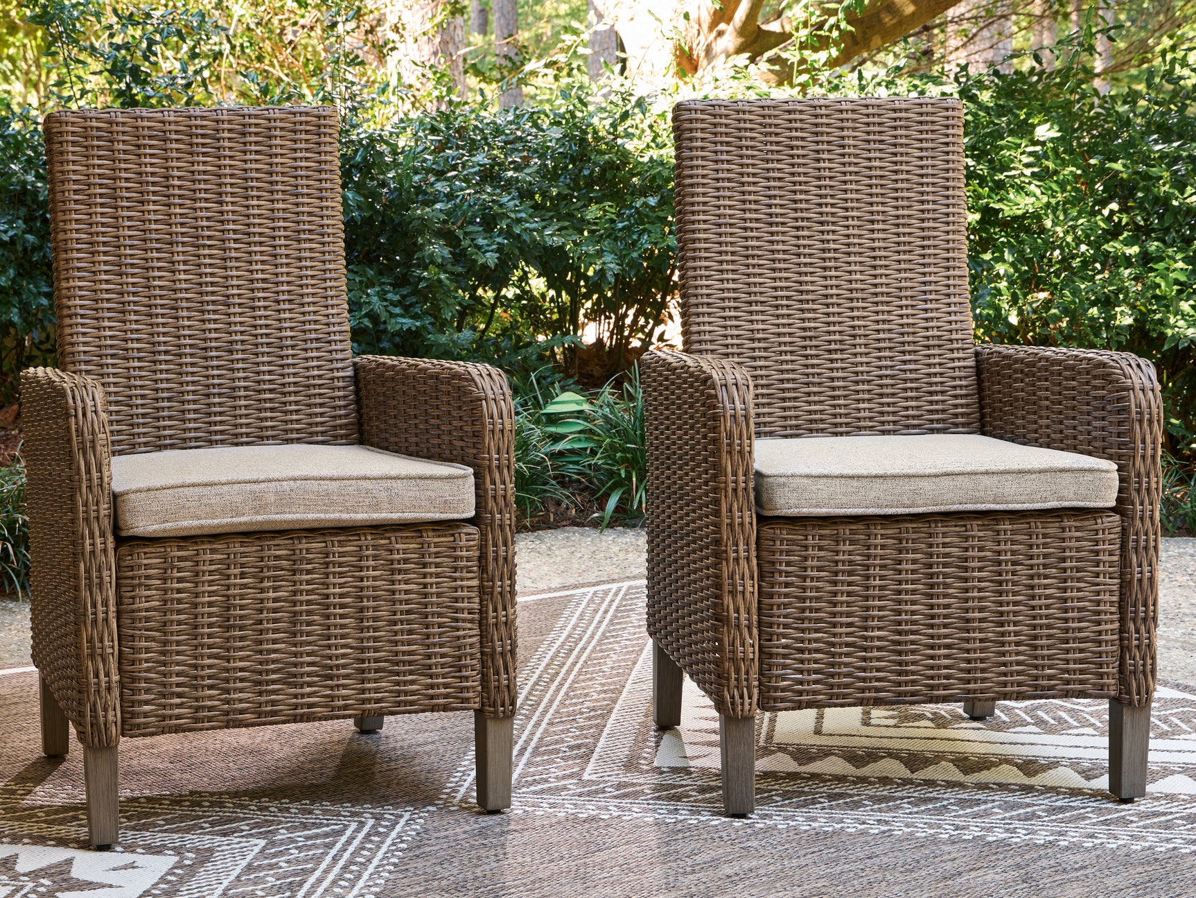 Tampa Furniture Outlet - Ashley Furniture - Laguna Heights Outdoor - Arm Chair With Cushion (Set of 2) / Beige - PCP790-601A