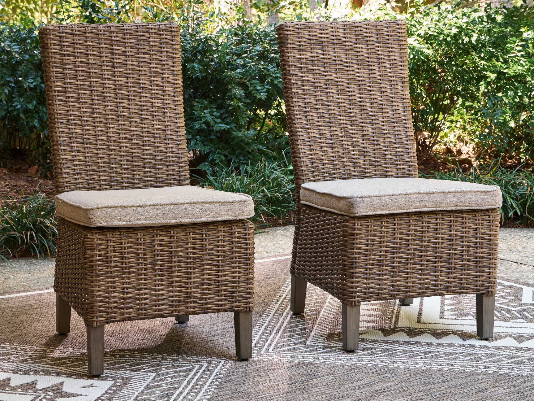 Tampa Furniture Outlet - Ashley Furniture - Laguna Heights Outdoor - Side Chair with Cushion (Set of 2) / Beige - PCP790-601