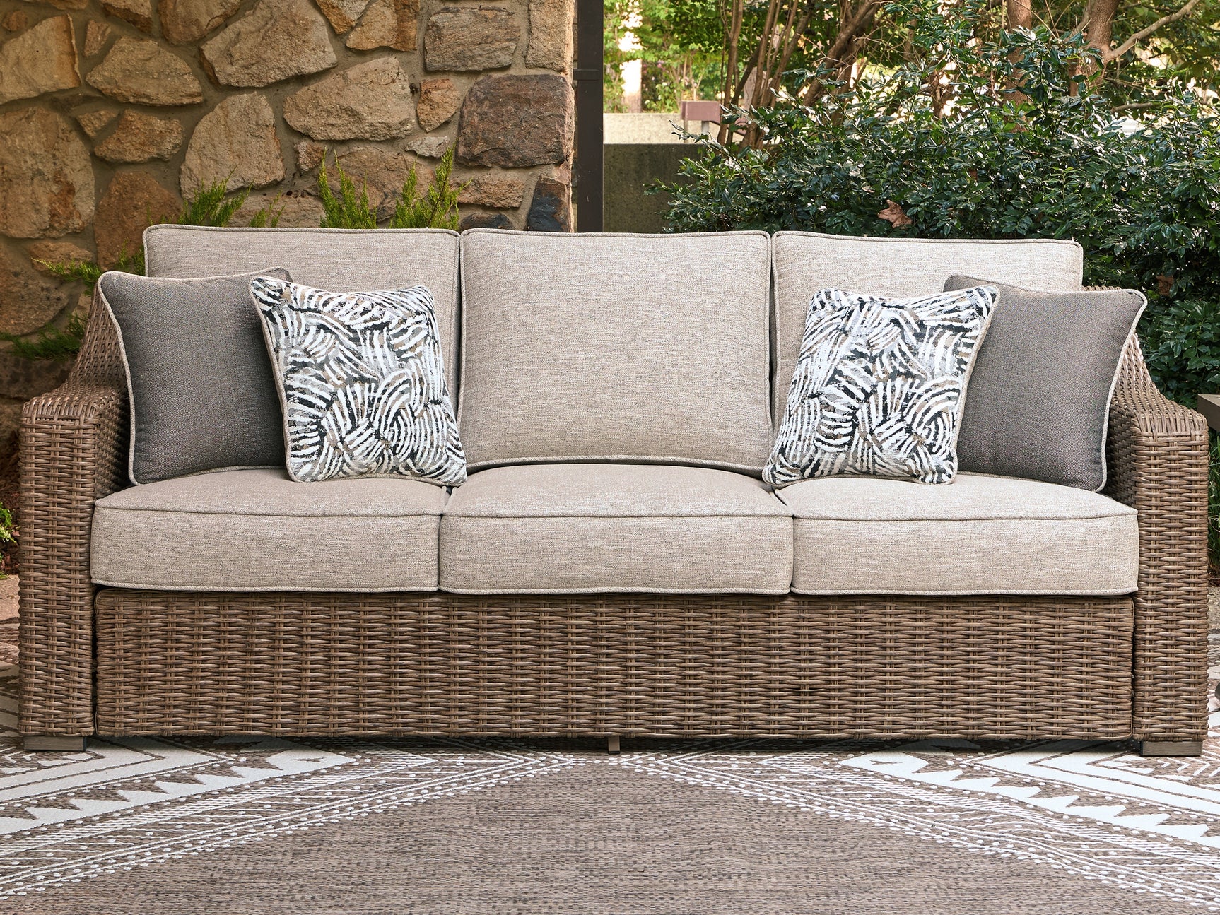 Tampa Furniture Outlet - Ashley Furniture - Laguna Heights Outdoor - Sofa with Cushion / Beige - PCP790-838
