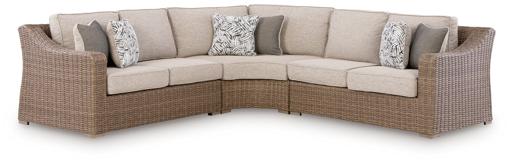 Tampa Furniture Outlet - Ashley Furniture - Laguna Heights Outdoor - 3-Piece Outdoor Sectional / Beige - PCP790P1
