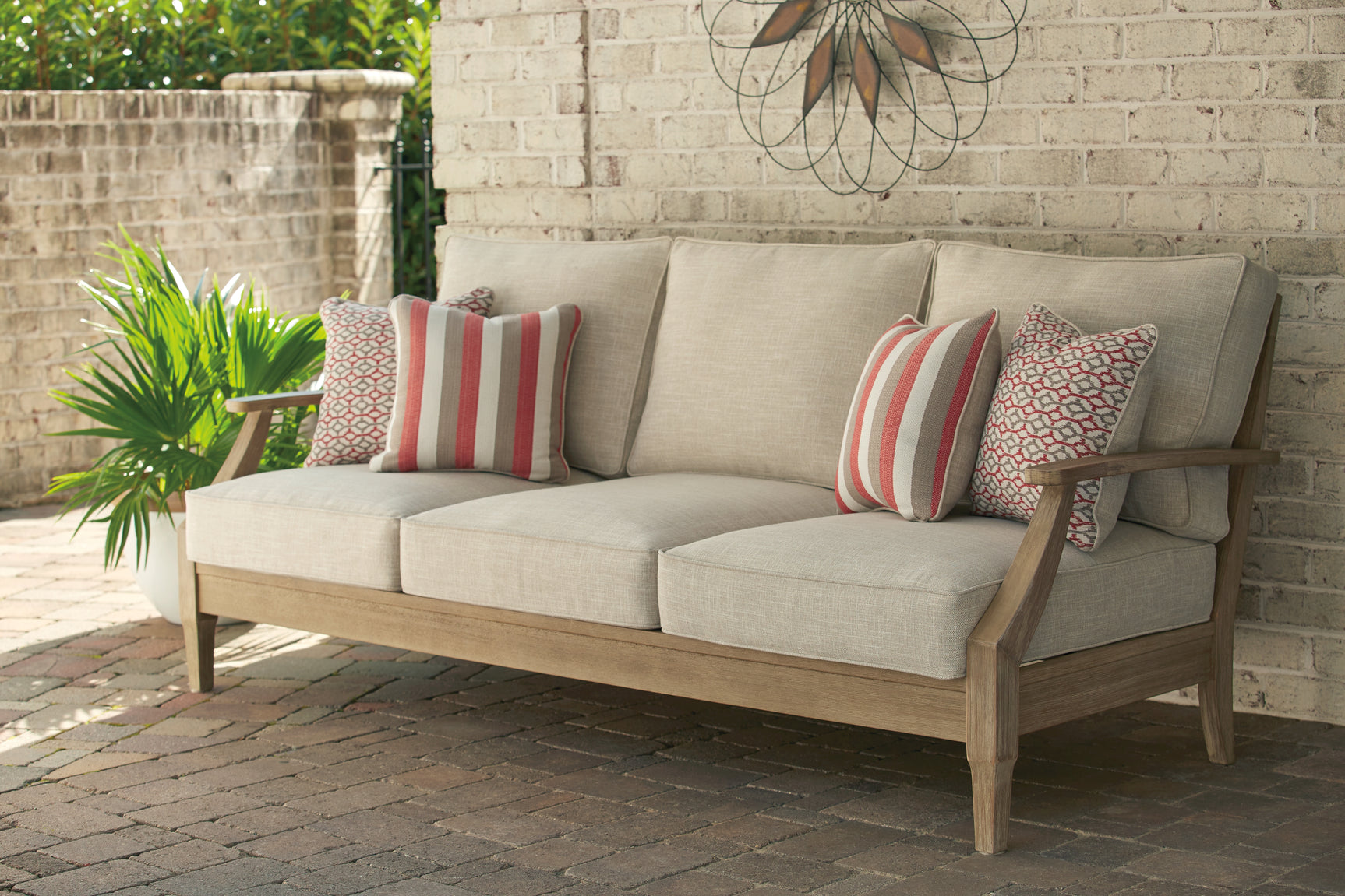 Tampa Furniture Outlet - Ashley Furniture - Clare View Outdoor - 3-Piece Outdoor Sectional / Beige - P801P10
