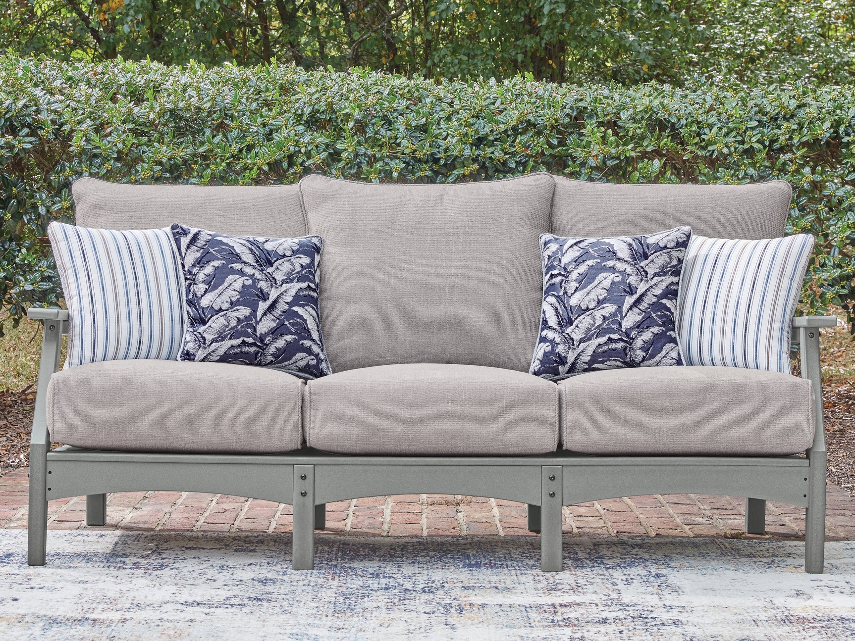 Tampa Furniture Outlet - Ashley Furniture - Cove Beach Outdoor - Sofa with Cushion / Gray - PCP803-838