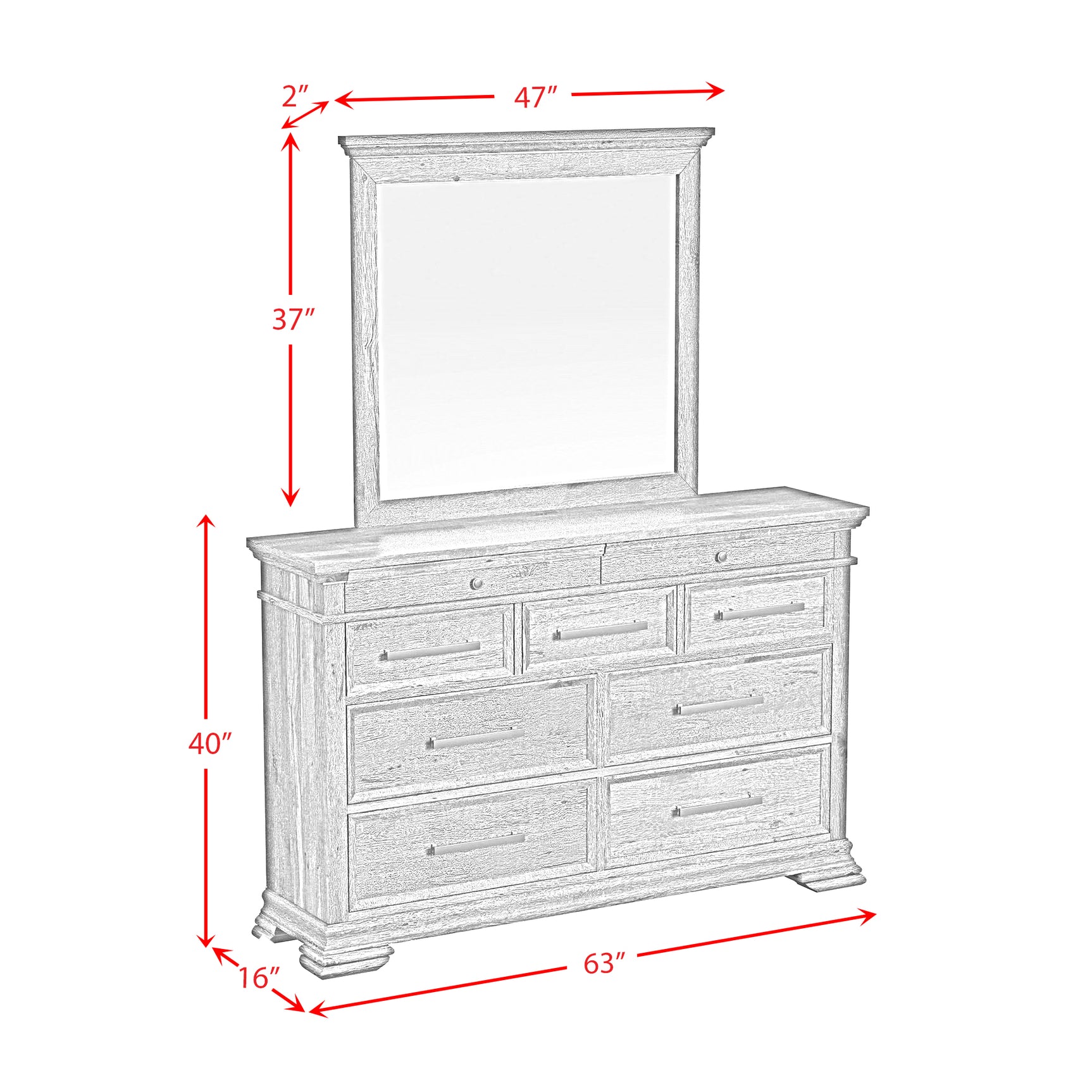 Park Ridge Dresser and Mirror Set in Charcoal - Tampa Furniture Outlet