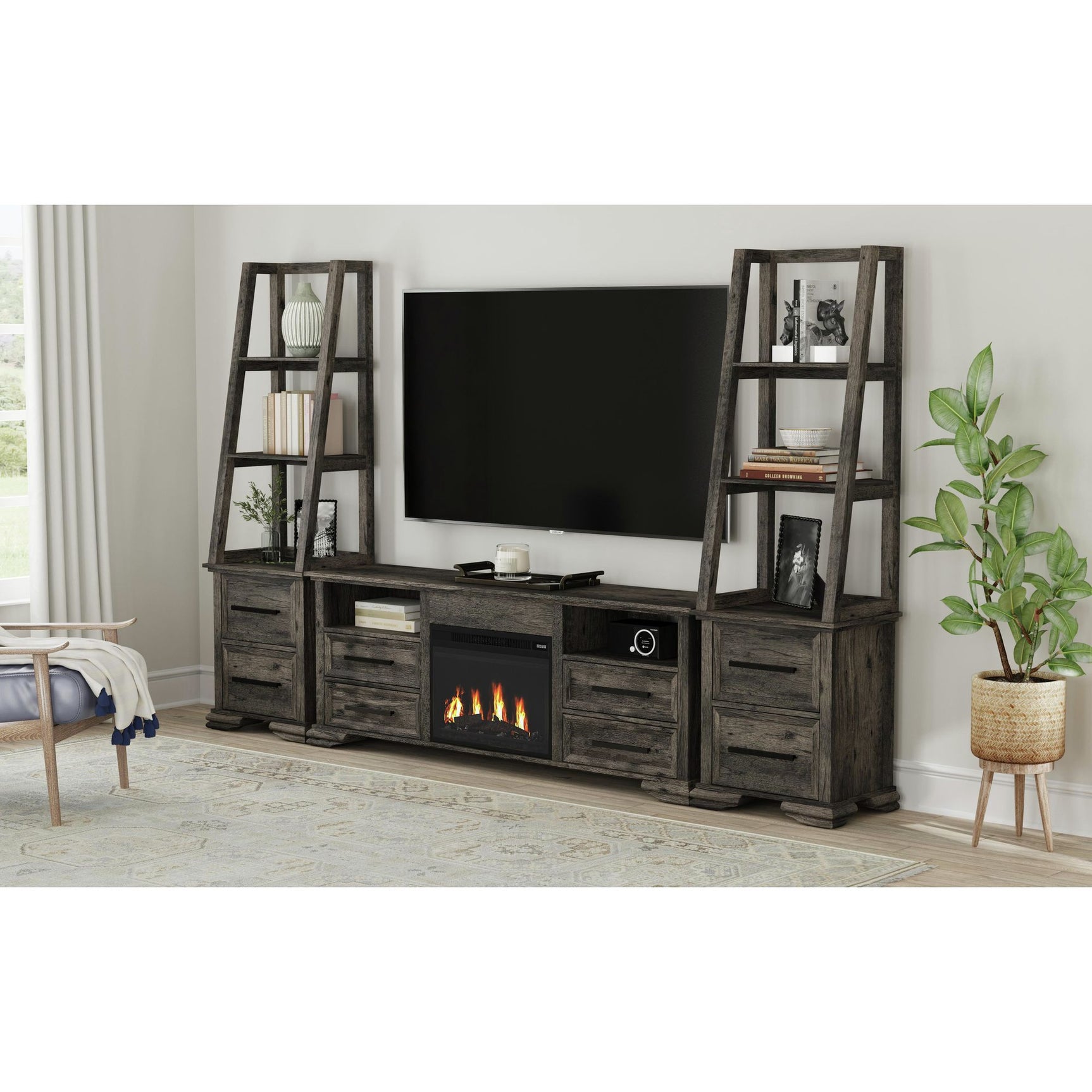 Park Ridge 71'' TV Console without Fireplace Insert in Charcoal – SKU LA-13130-5-TV1 | Elements