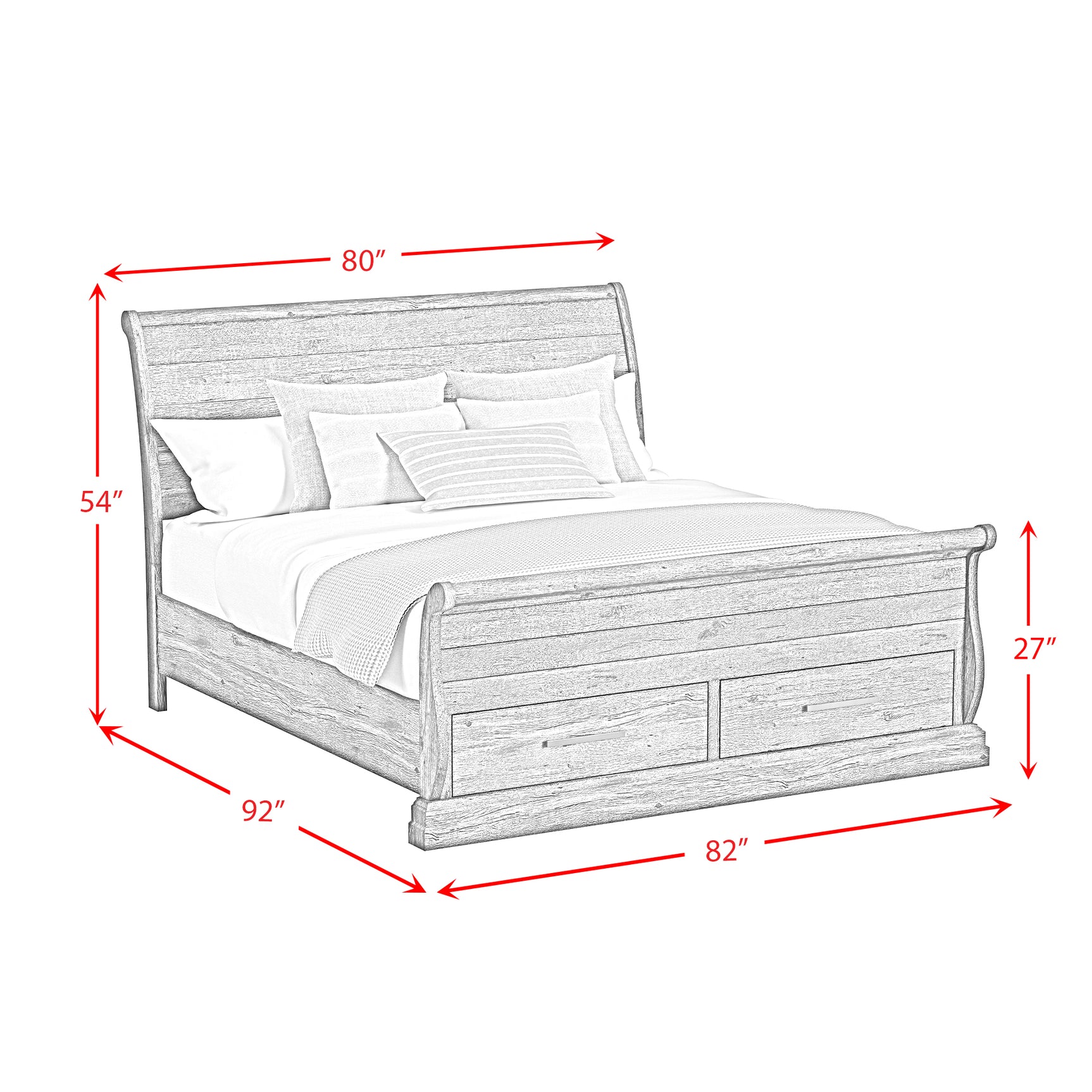 Park Ridge King Sleigh Storage Bed in Charcoal - Tampa Furniture Outlet