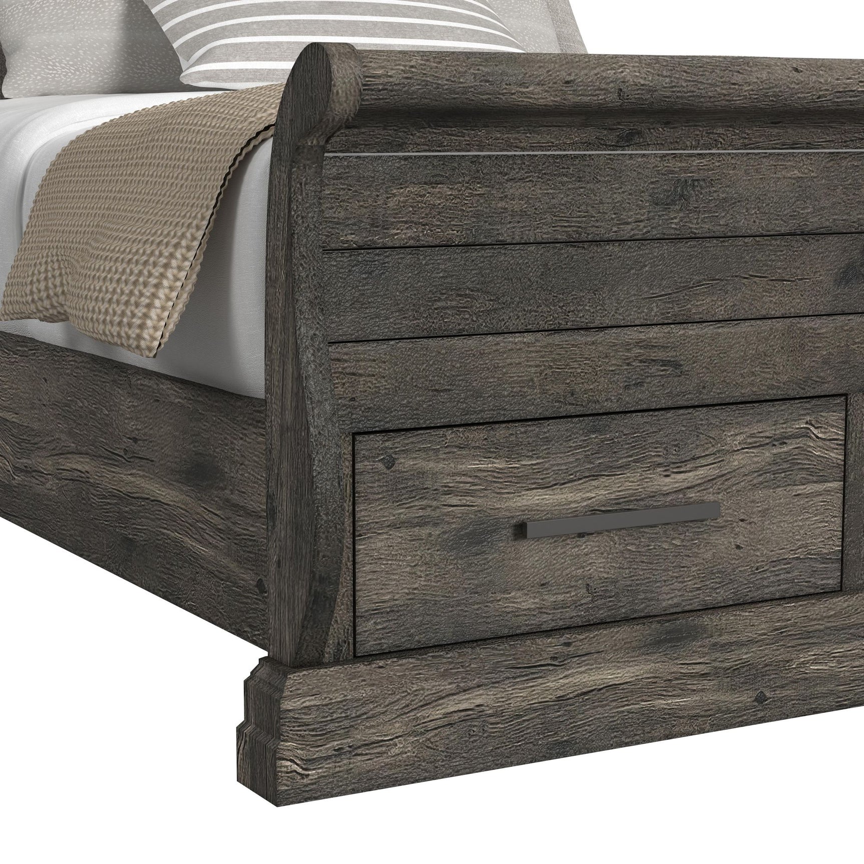 Park Ridge Queen Sleigh Storage Bed in Charcoal - Tampa Furniture Outlet