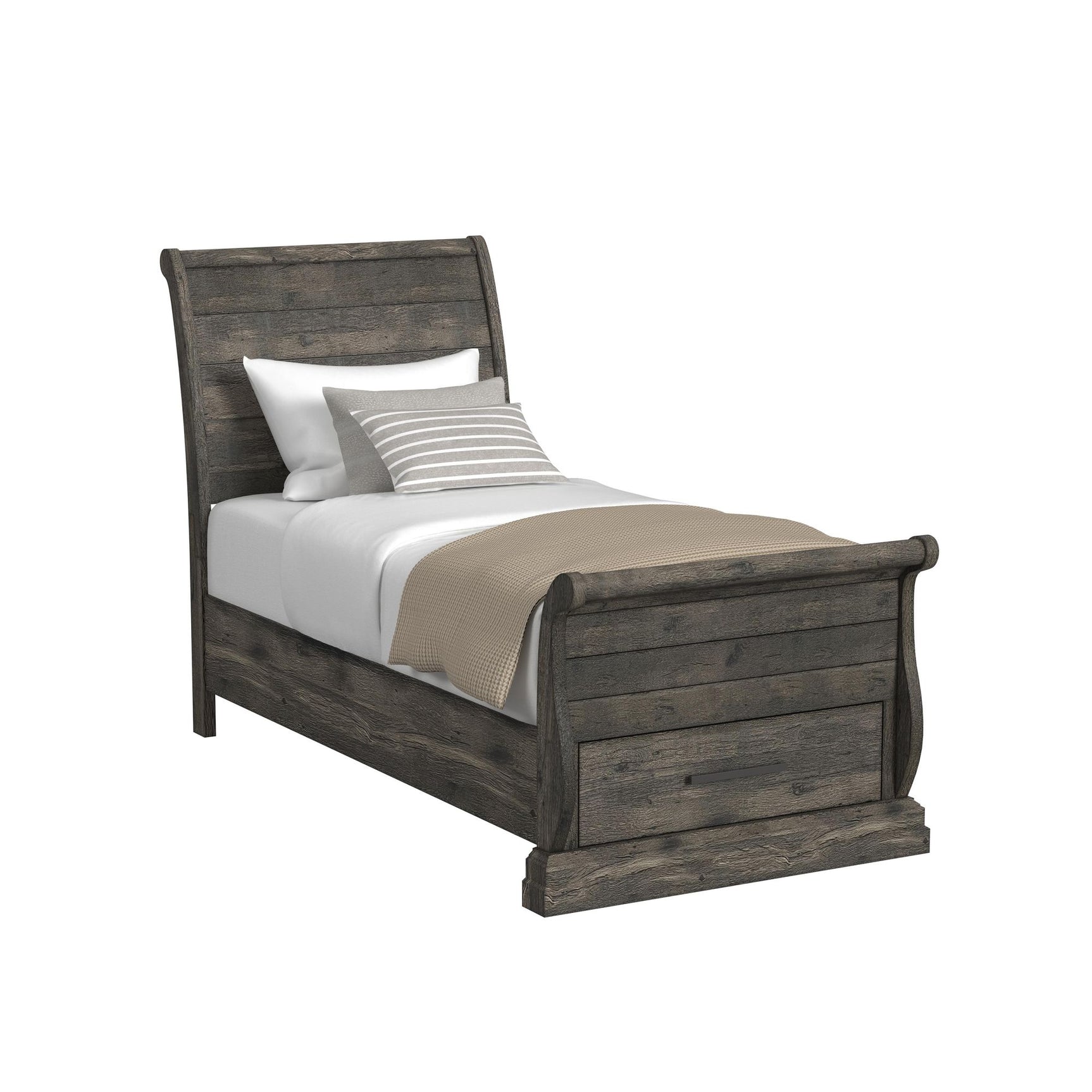 Park Ridge Twin Sleigh Storage Bed in Charcoal - Tampa Furniture Outlet