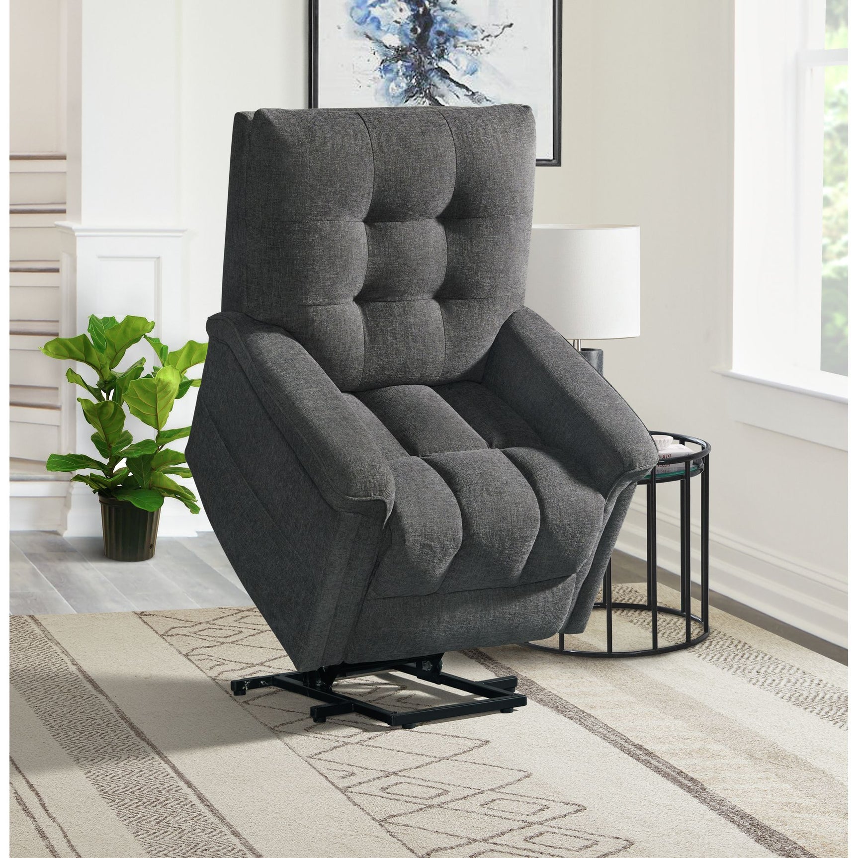 Pecos Power Motion Lift Chair in 15337-2 Ribbit Charcoal - Tampa Furniture Outlet