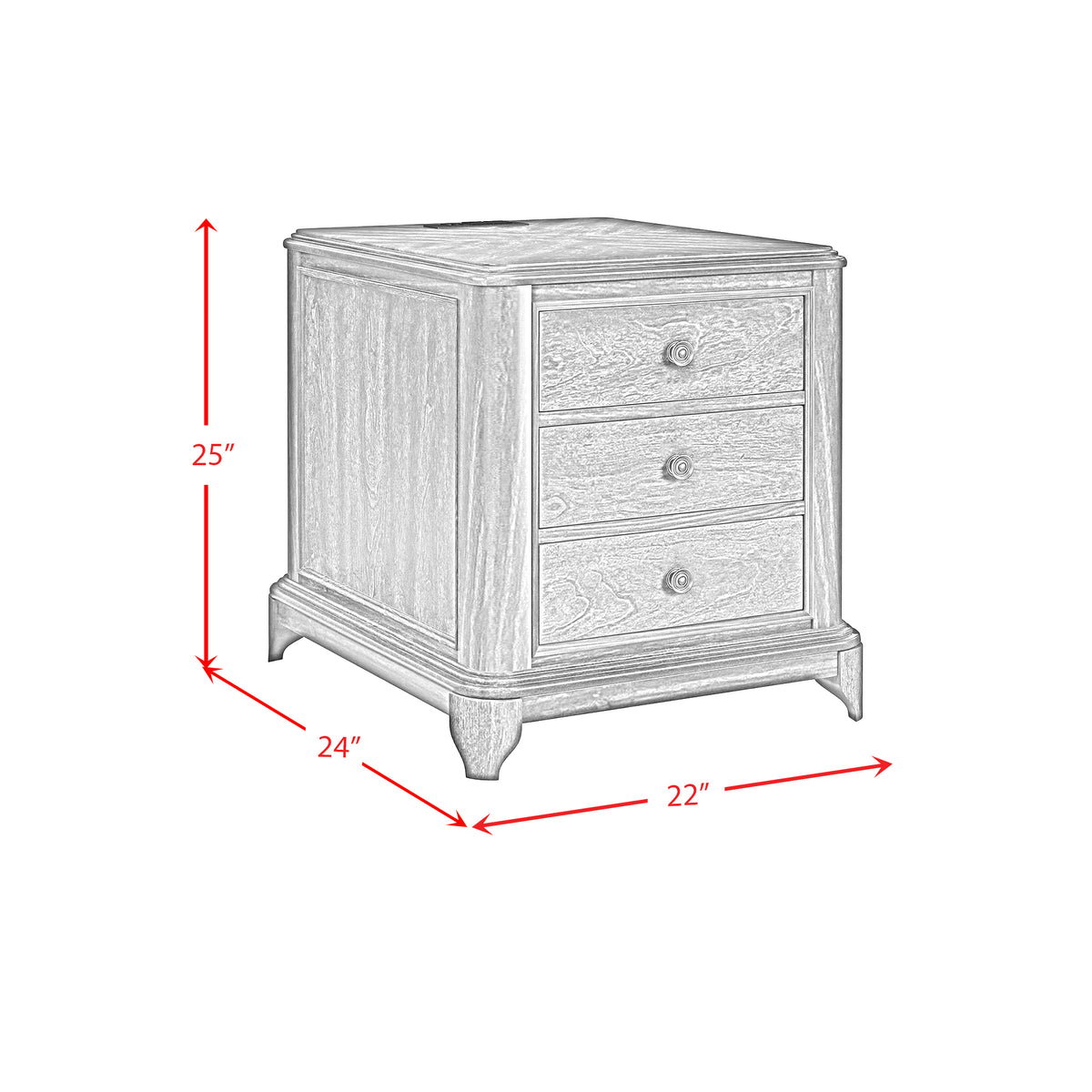 Phillipe 2-Drawer Cabinet with USB in Cherry