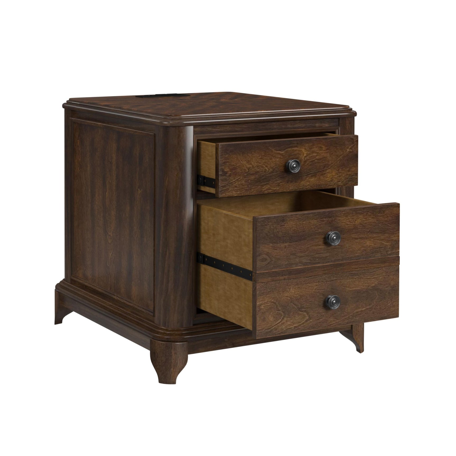 Phillipe 2-Drawer Cabinet with USB in Cherry - Tampa Furniture Outlet