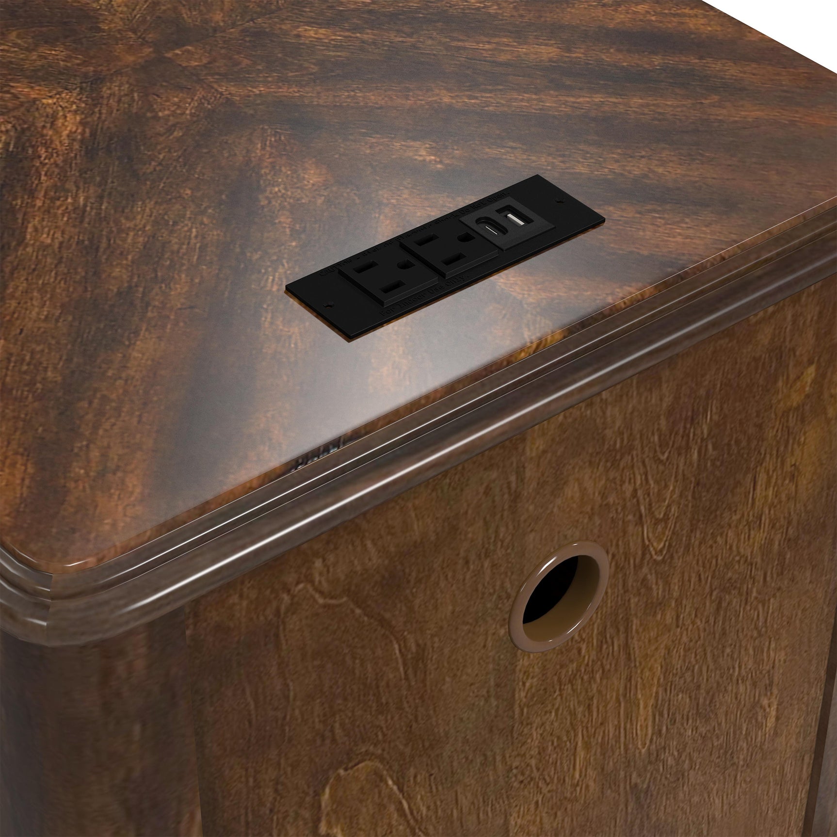Phillipe 2-Drawer Cabinet with USB in Cherry - Tampa Furniture Outlet