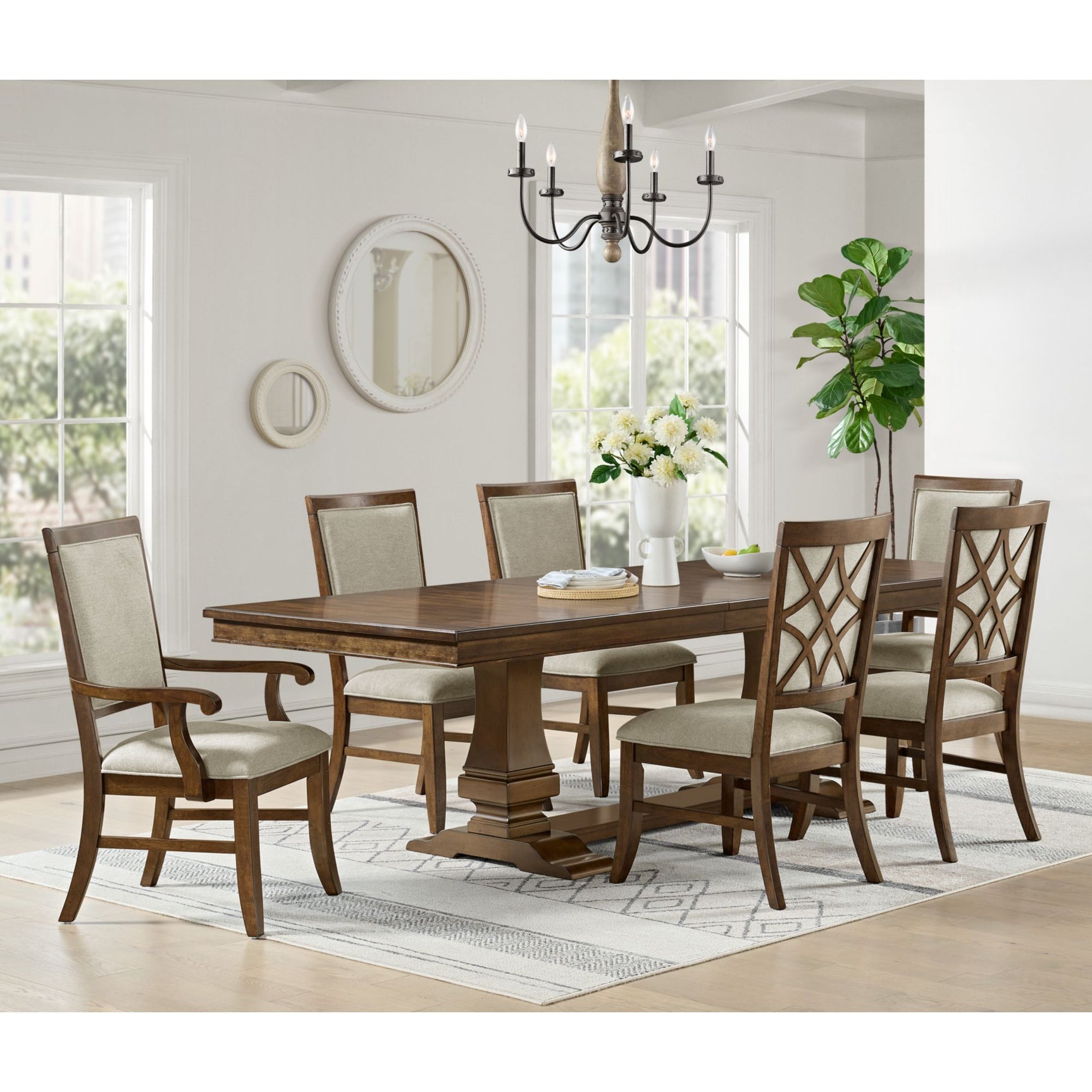 Phillipe Dining Table with with 18" Leaf in Cherry - Tampa Furniture Outlet