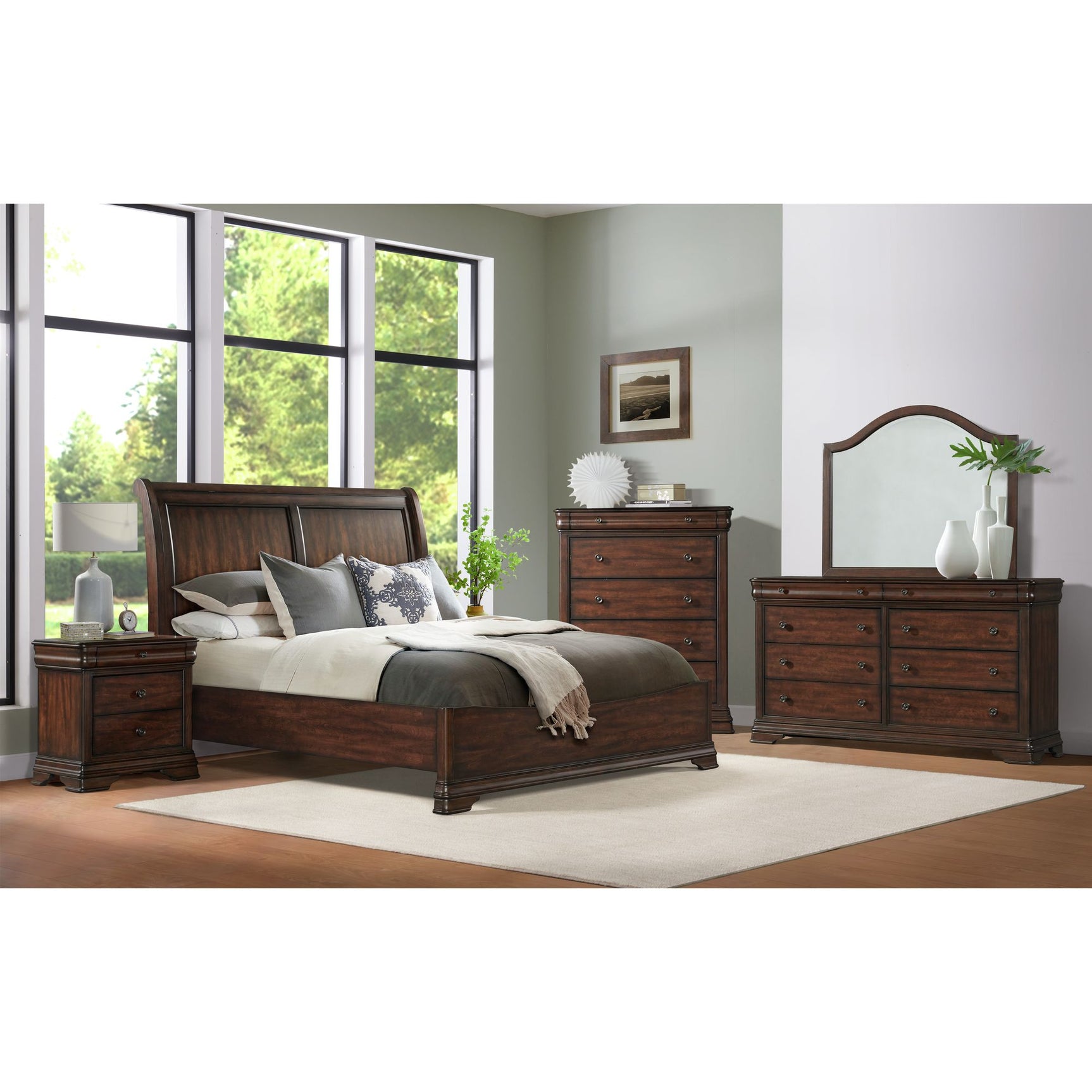 Phillipe Dresser & Mirror Set in Cherry – SKU B-5210-5-DRMR | Elements