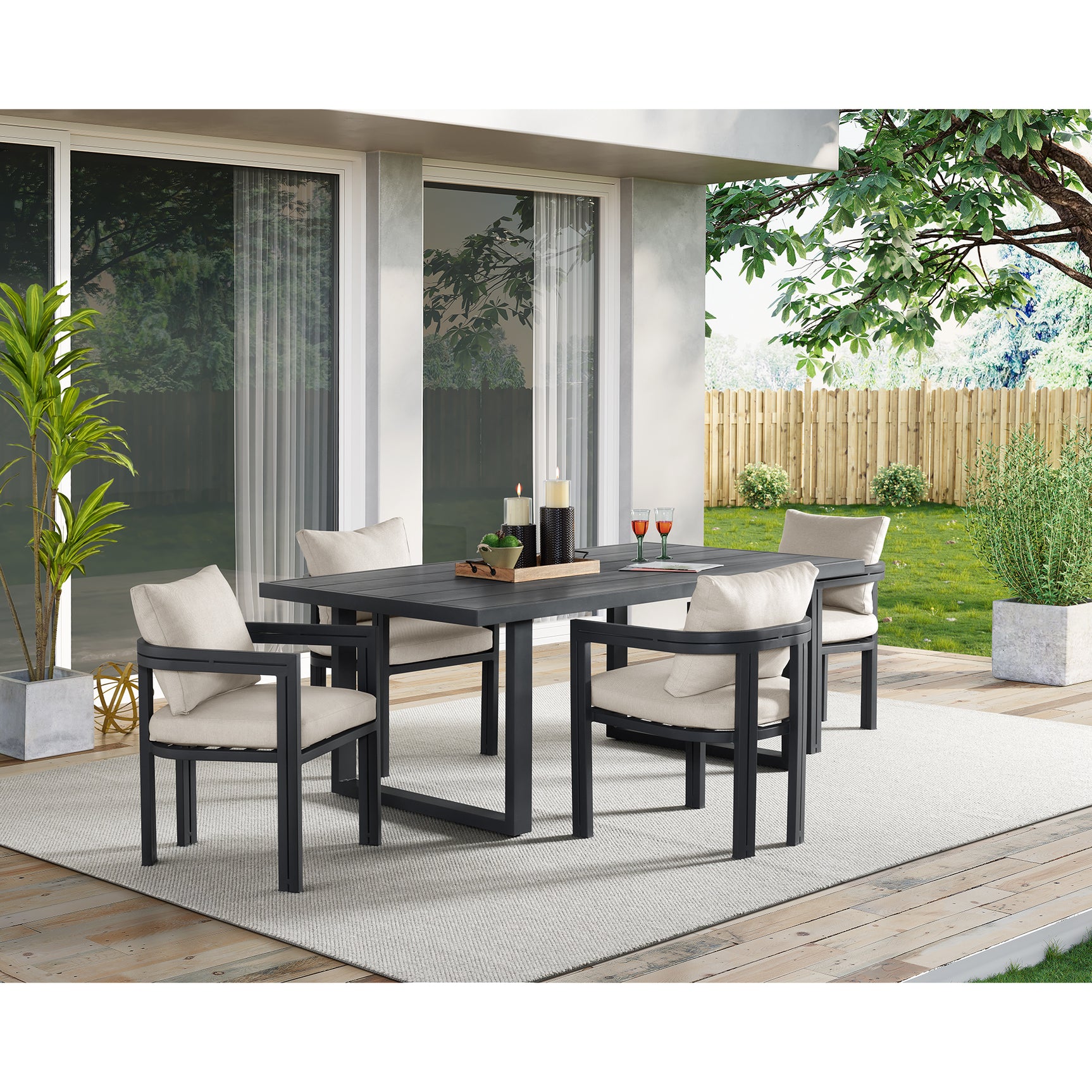 Playa Dining Chair - Dark Grey and Olefin Beige (2 Per Carton) – SKU O-16230-3-SC | Elements