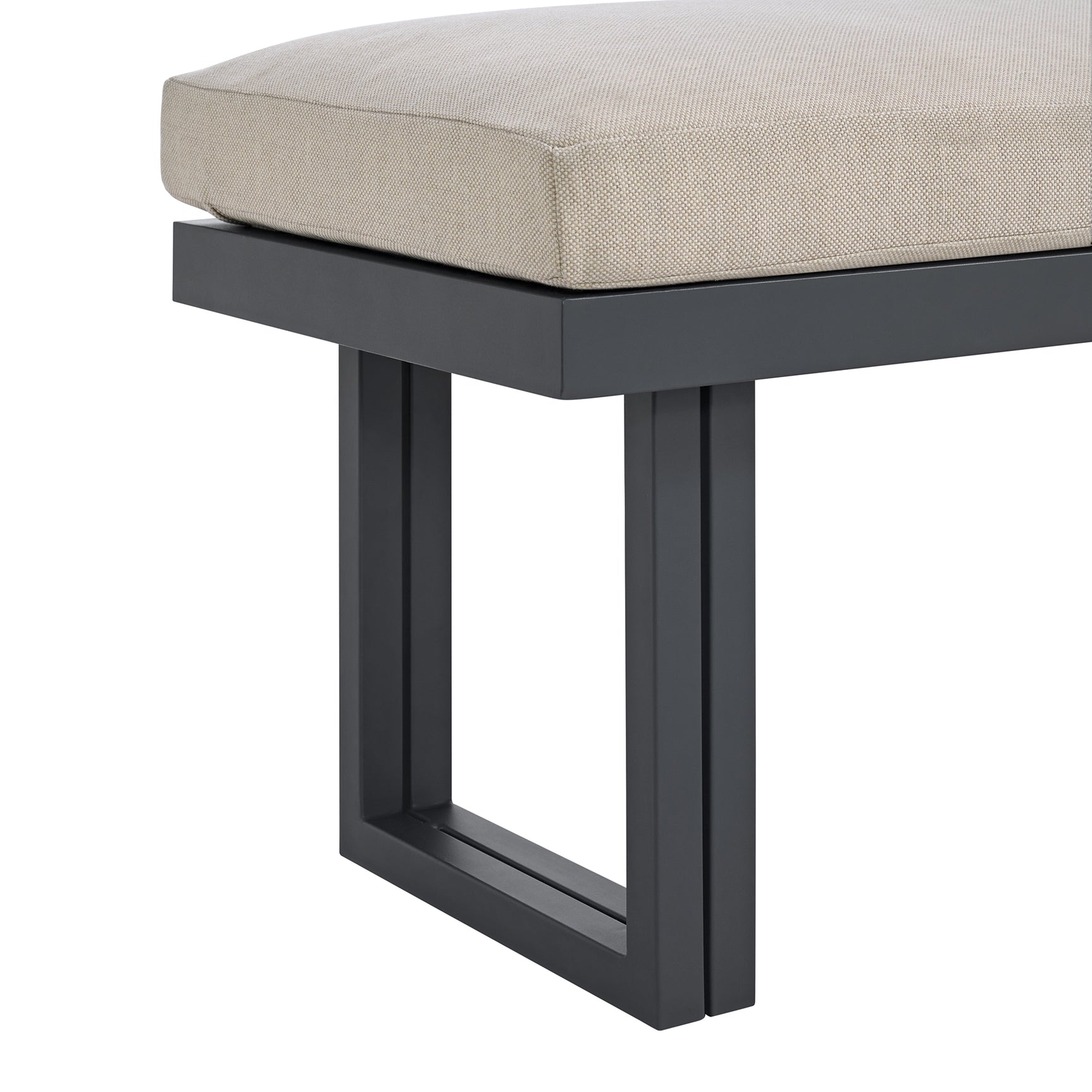 Playa Dining Bench - Dark Grey and Olefin Beige - Tampa Furniture Outlet