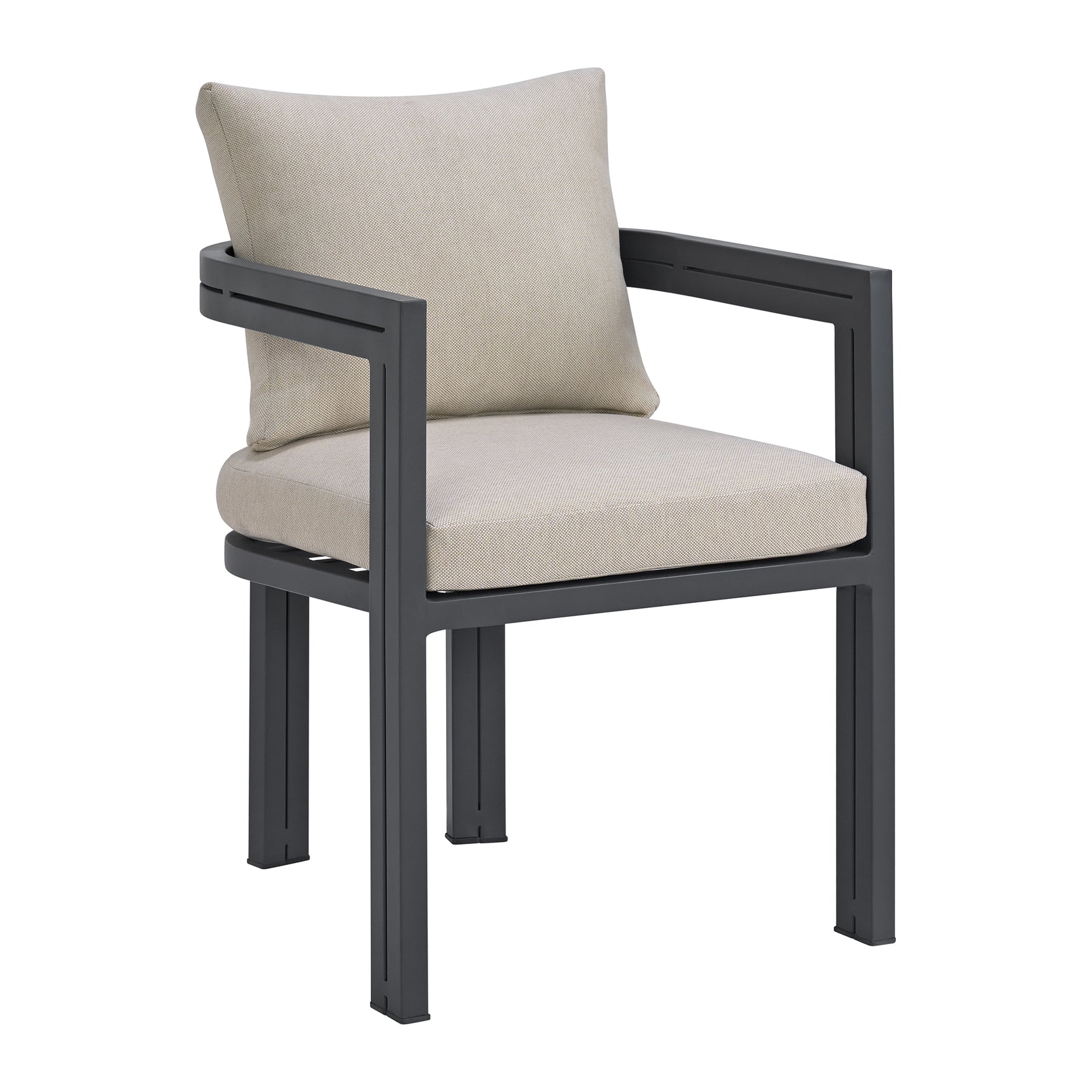 Playa Dining Chair - Dark Grey and Olefin Beige (2 Per Carton) - Tampa Furniture Outlet
