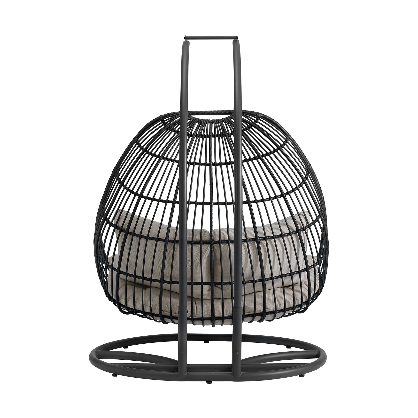 Playa Double Swing Egg Chair Complete - Dark Grey and Olefin Beige - Tampa Furniture Outlet