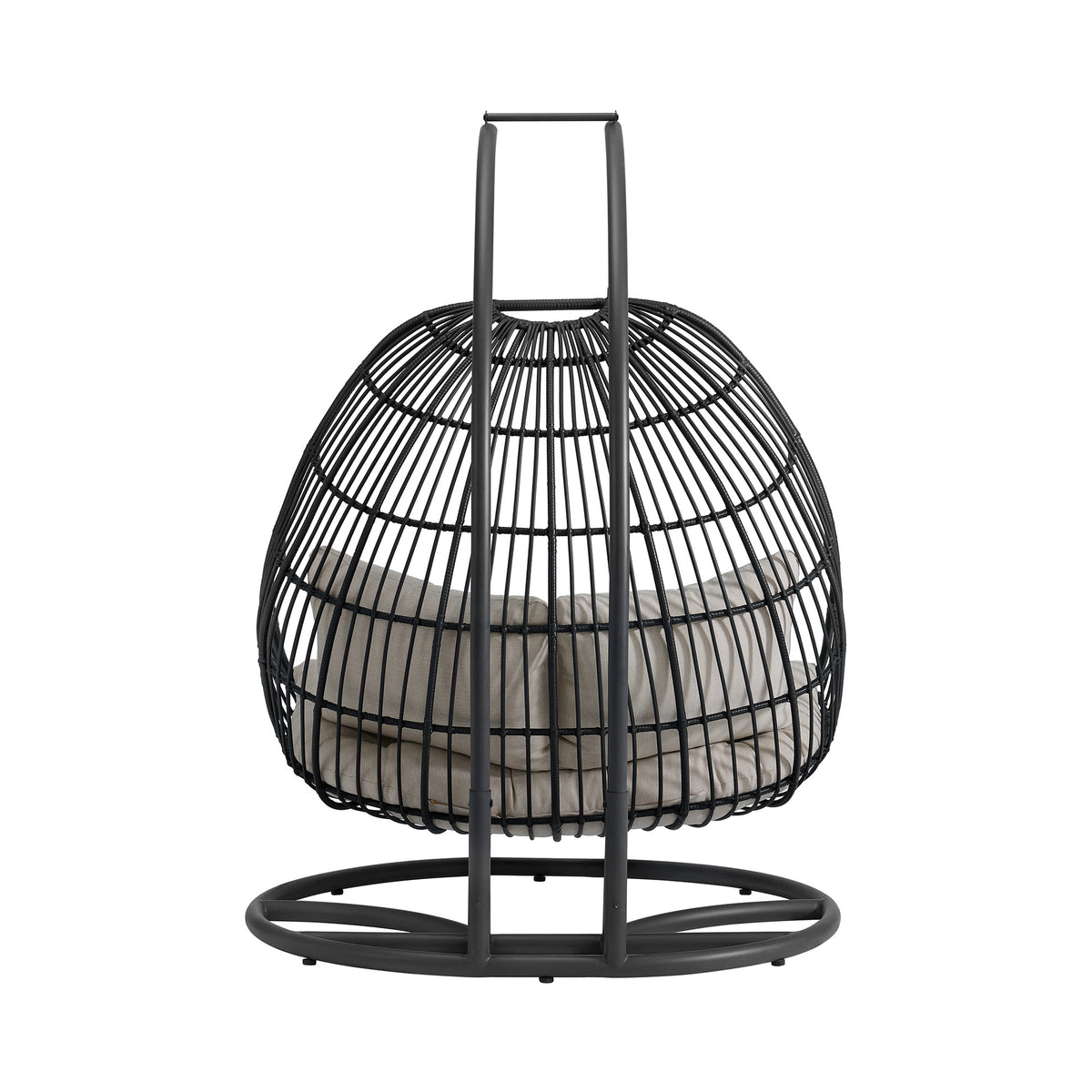 Playa Double Swing Egg Chair Complete - Dark Grey and Olefin Beige