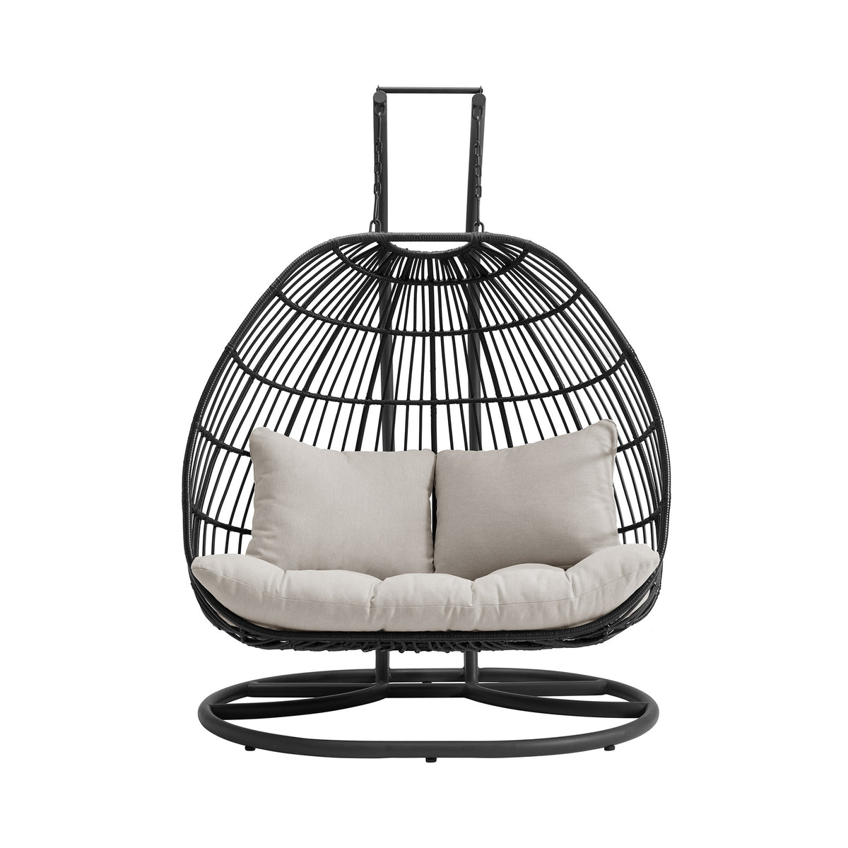 Playa Double Swing Egg Chair Complete - Dark Grey and Olefin Beige