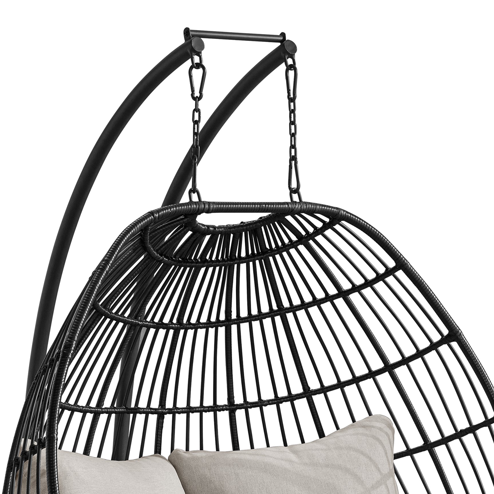 Playa Double Swing Egg Chair Complete - Dark Grey and Olefin Beige - Tampa Furniture Outlet