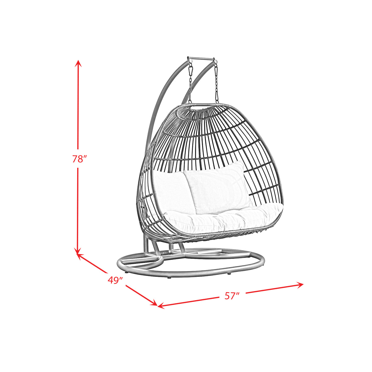 Playa Double Swing Egg Chair Complete - Dark Grey and Olefin Beige