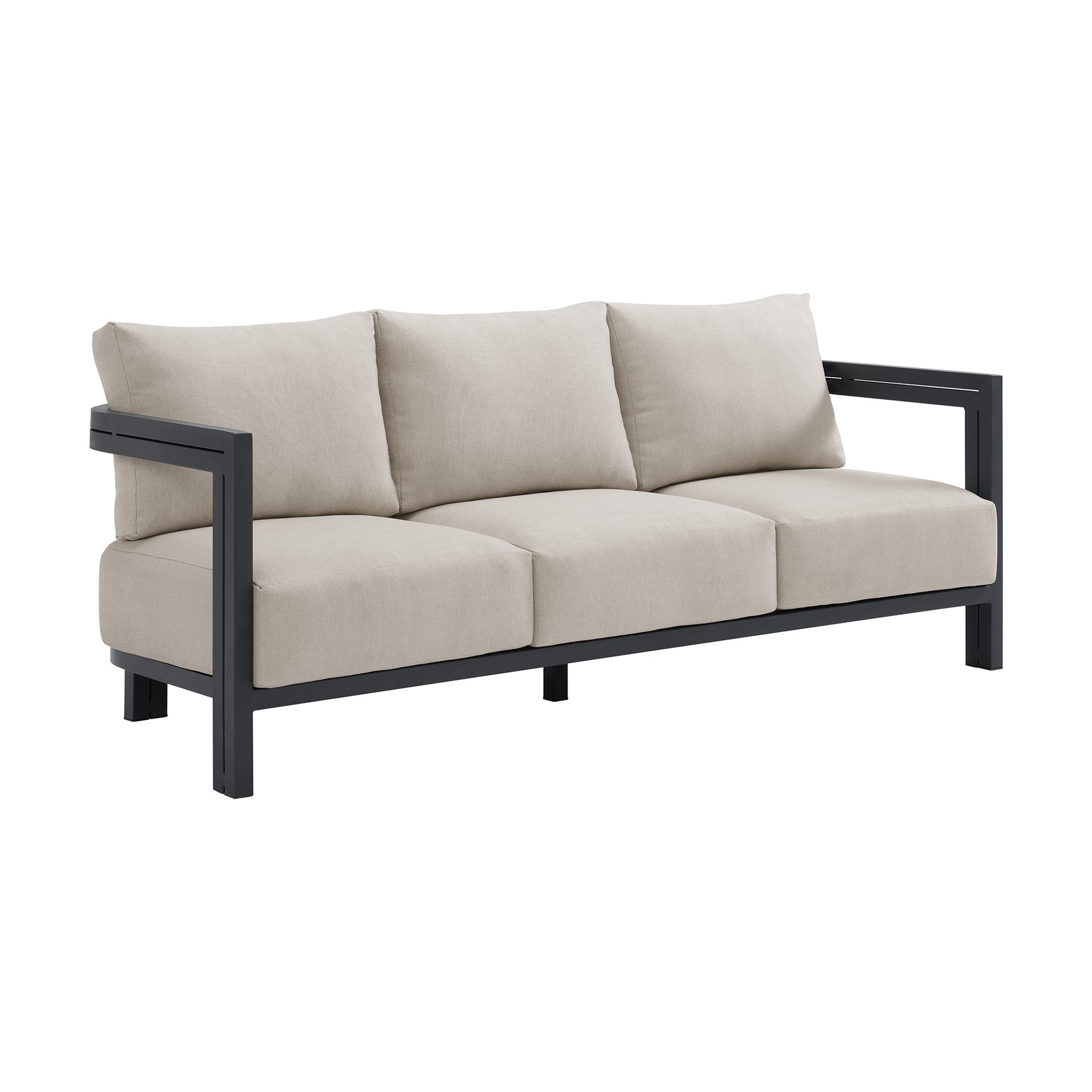 Playa Sofa - Dark Grey and Olefin Beige with 2 Pillows - Tampa Furniture Outlet