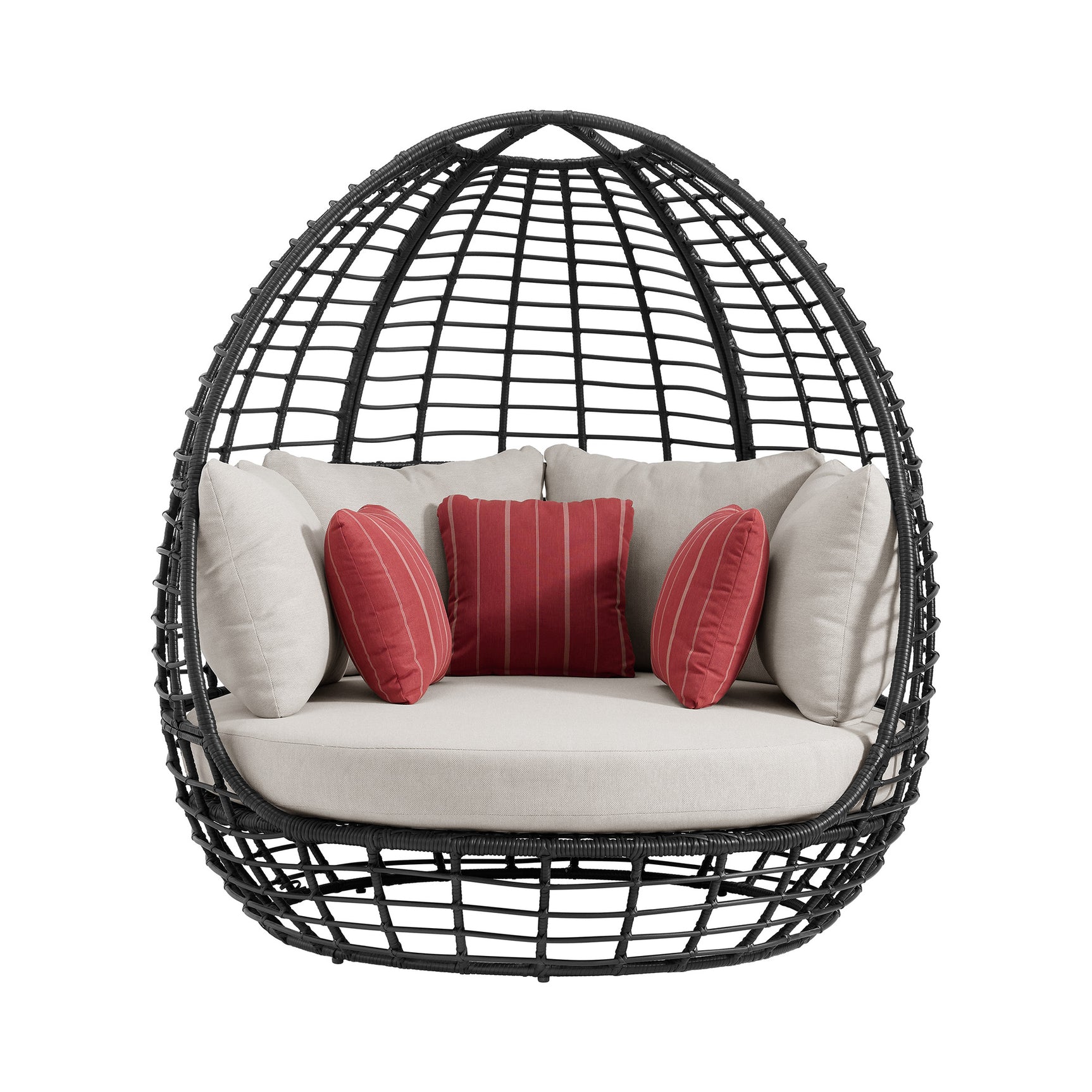 Playa Twin Egg Chair - Dark Grey and Olefin Beige with 3 Pillows