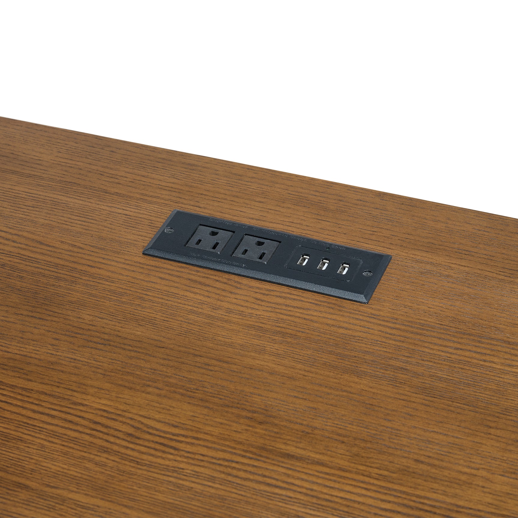Portico Double Pedestal Desk with Power/USB in Brown Oak - Tampa Furniture Outlet