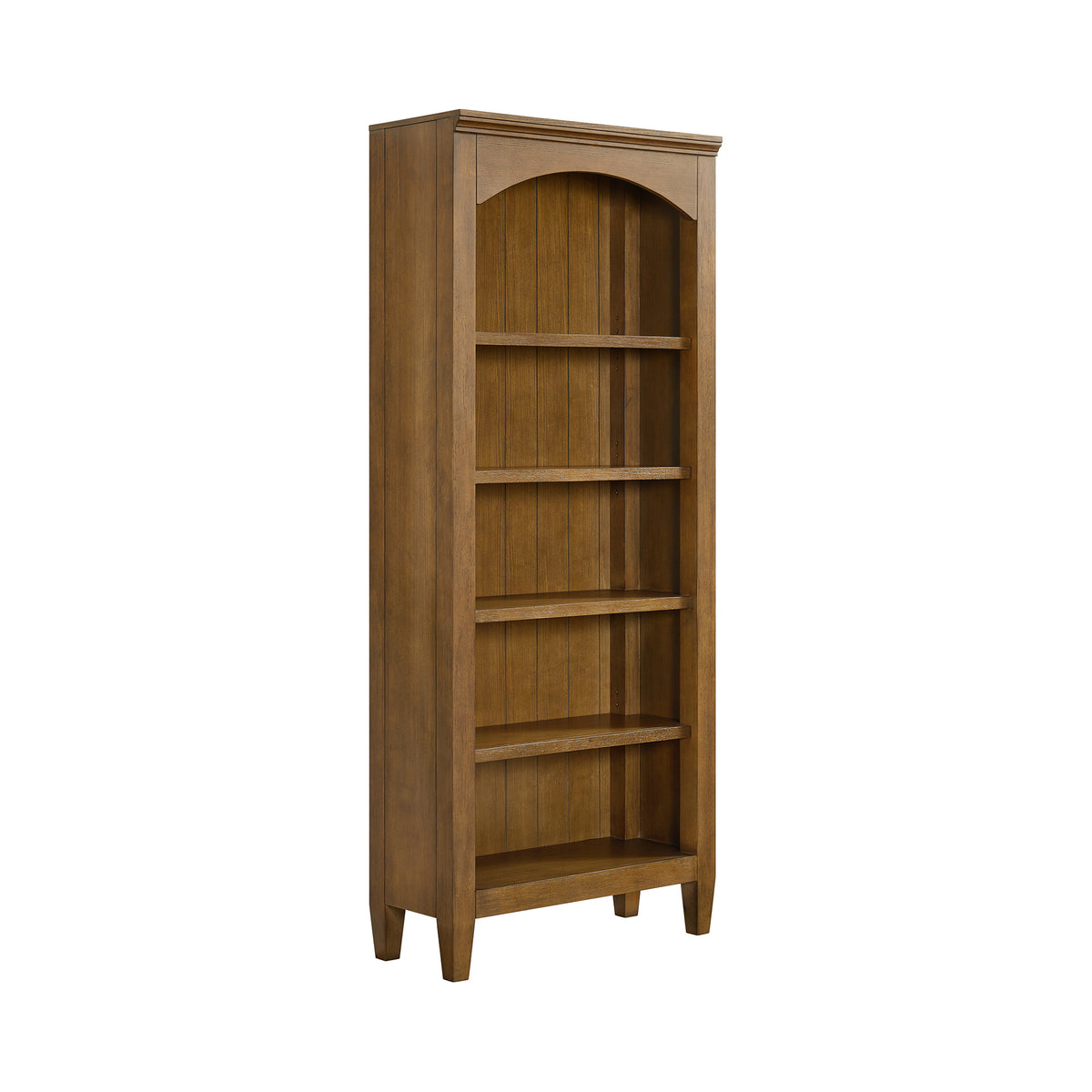 Portico Open Bookcase in Brown Oak
